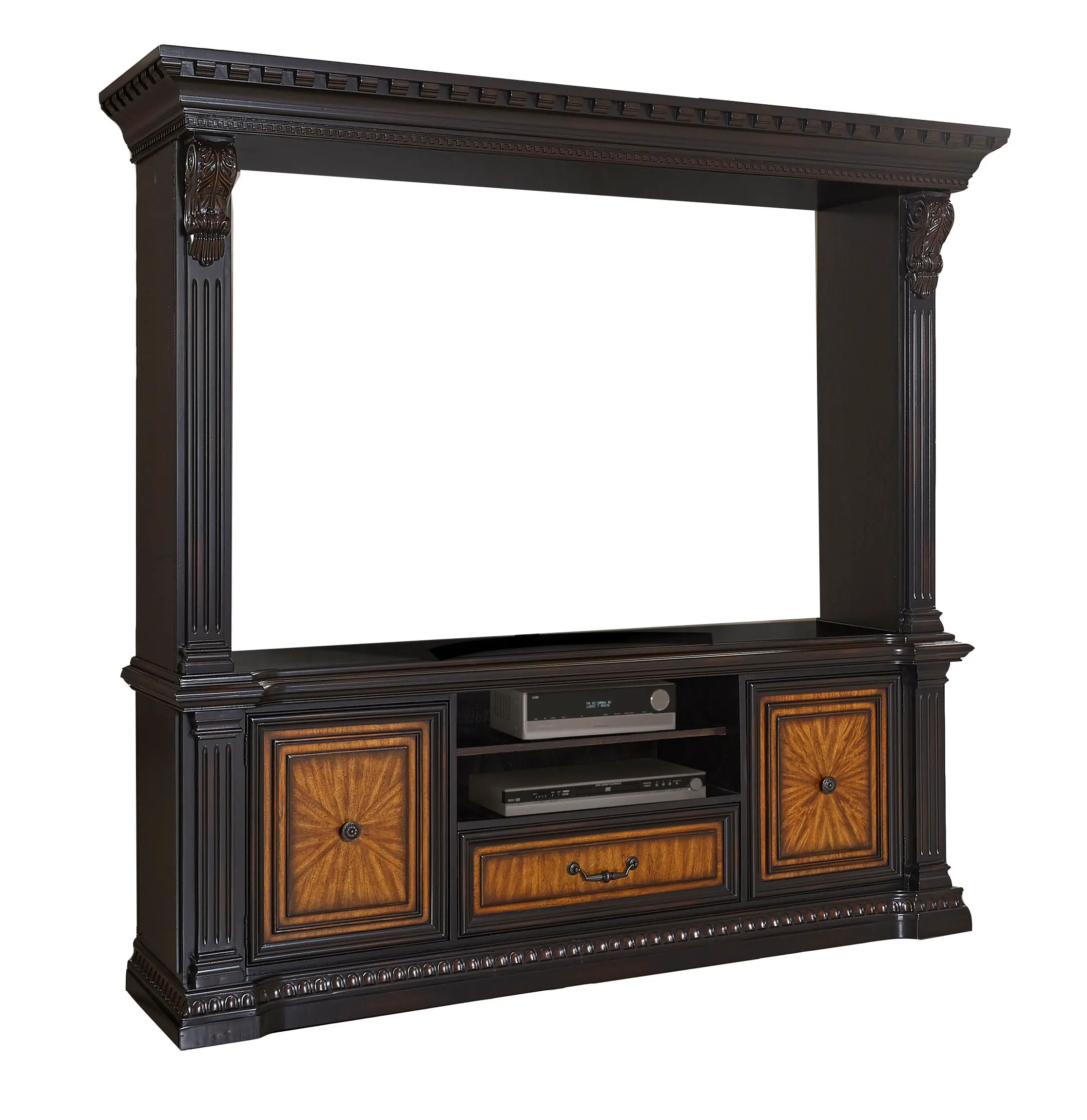 Grand Estates Black and Brown Entertainment Center-4