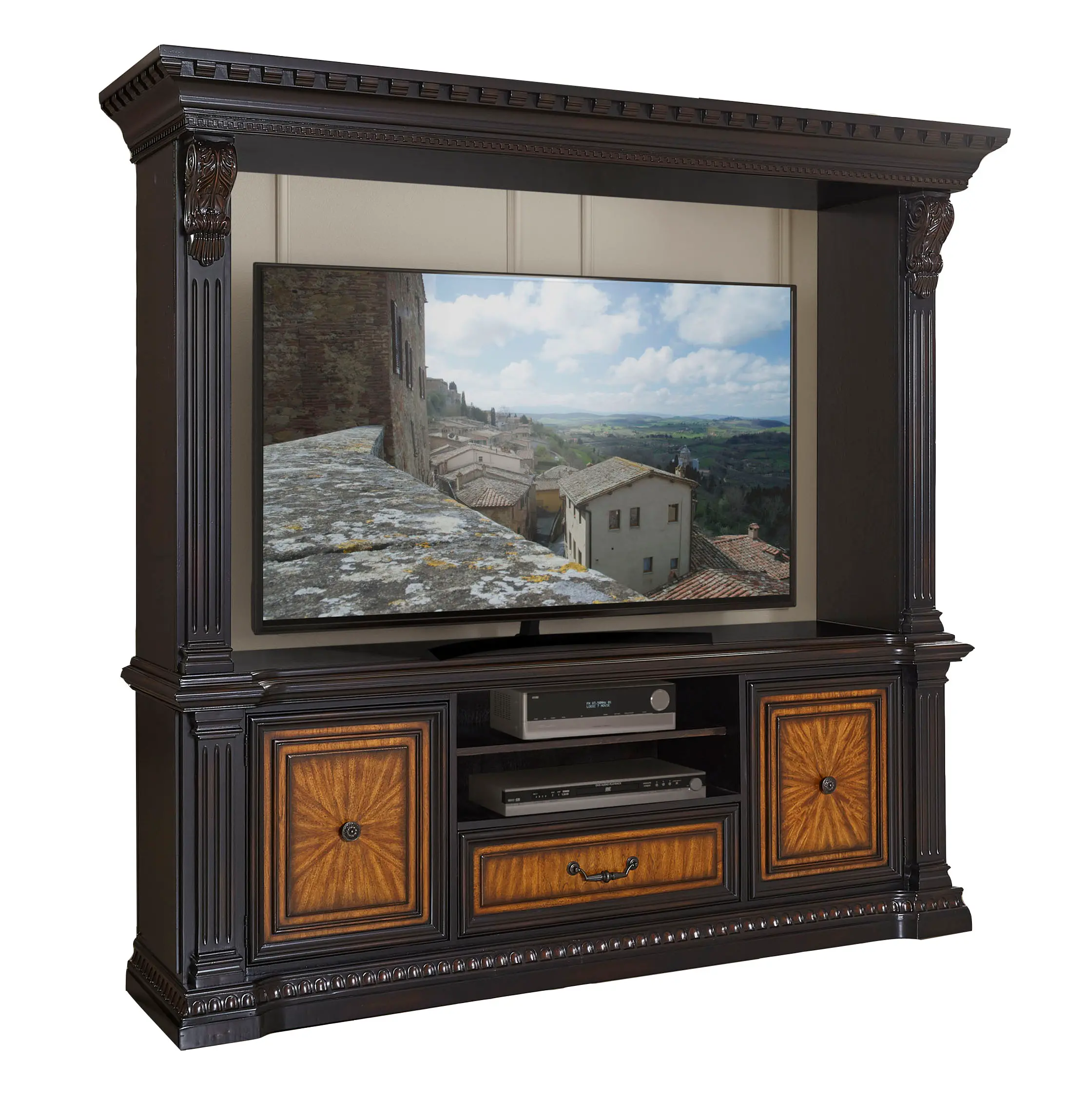 Grand Estates Black and Brown Entertainment Center-5