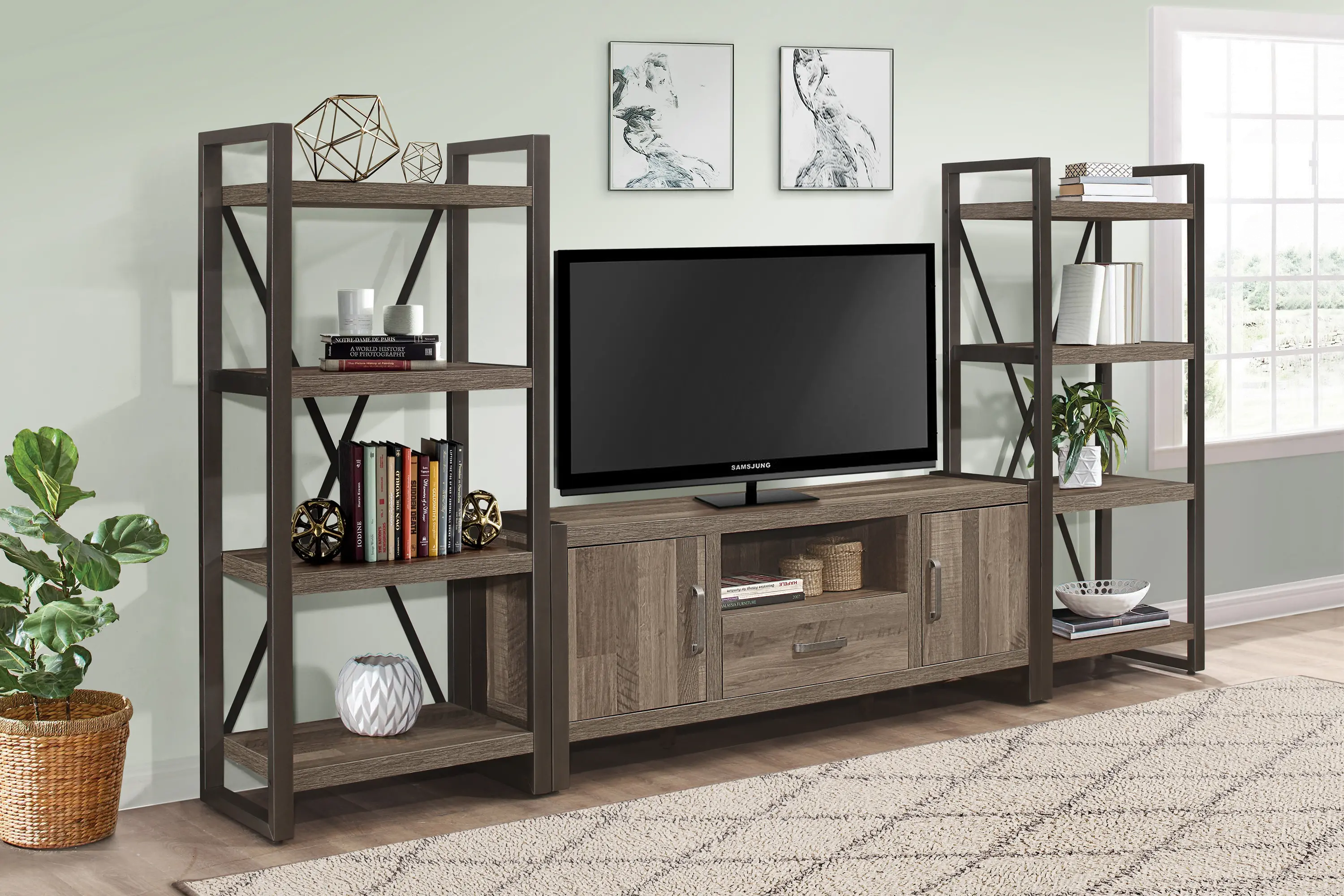 Duane Two-Tone Brown and Gunmetal Bookcase-2