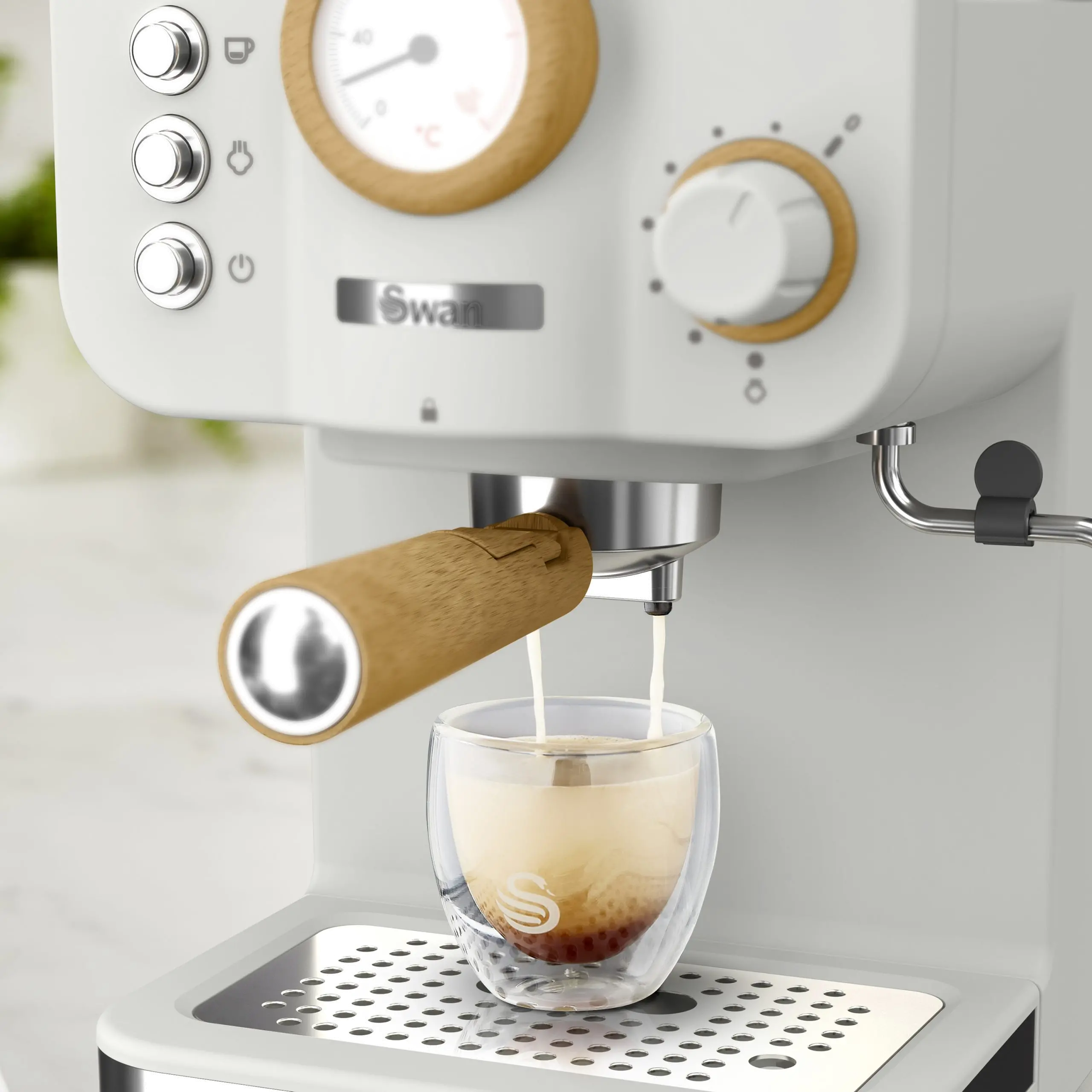 Swan Nordic Pump Espresso Coffee Machine - White-2