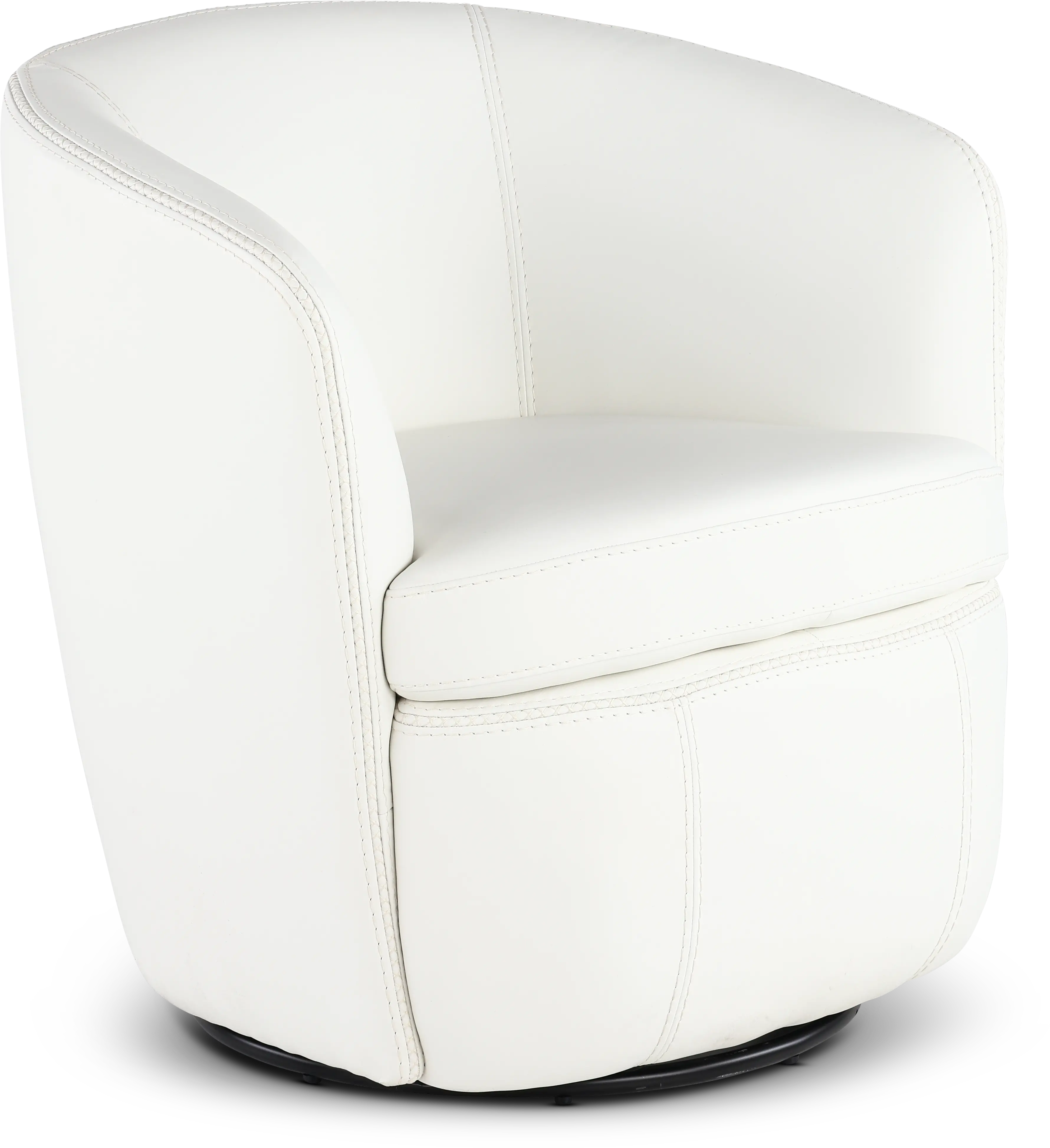 Barolo White Leather Swivel Club Chair-1