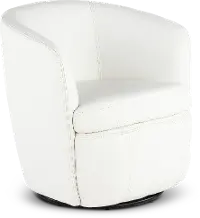 Barolo White Leather Swivel Club Chair