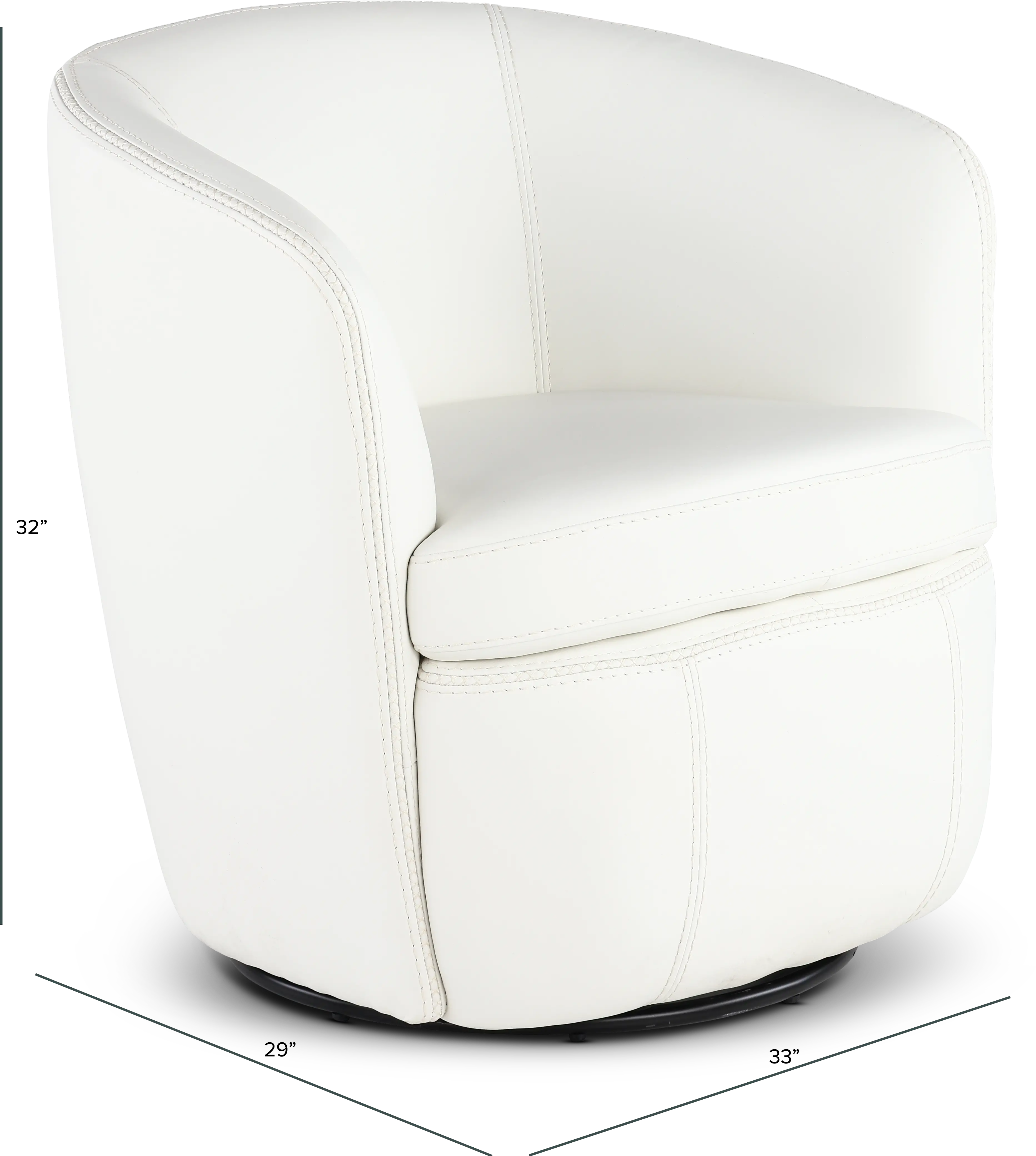 Barolo White Leather Swivel Club Chair-3
