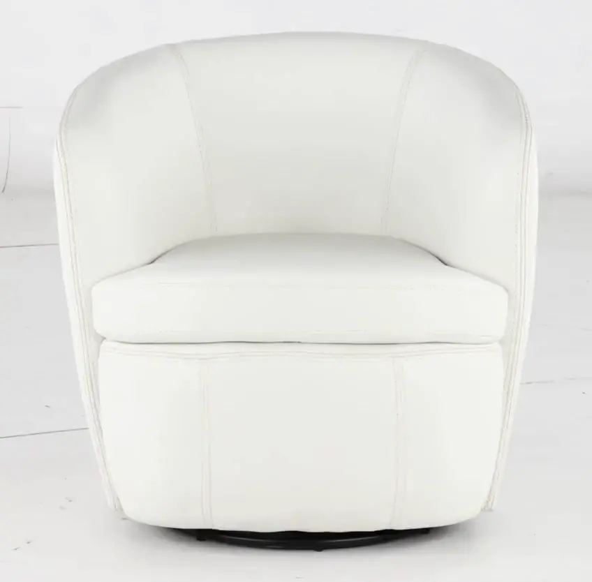 Barolo White Leather Swivel Club Chair-5