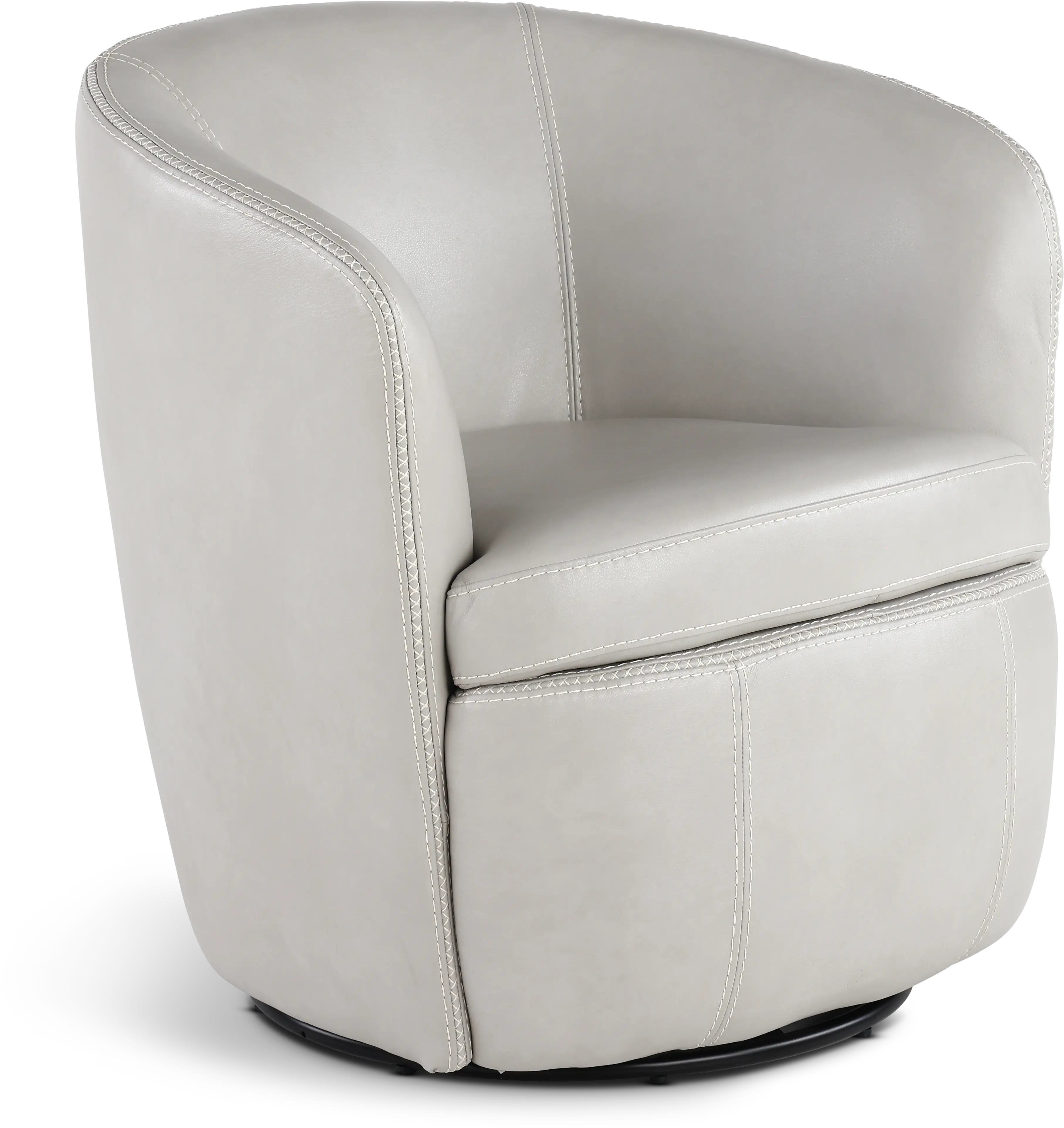 Barolo Light Gray Leather Swivel Club Chair-1