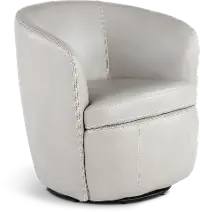 Barolo Light Gray Leather Swivel Club Chair