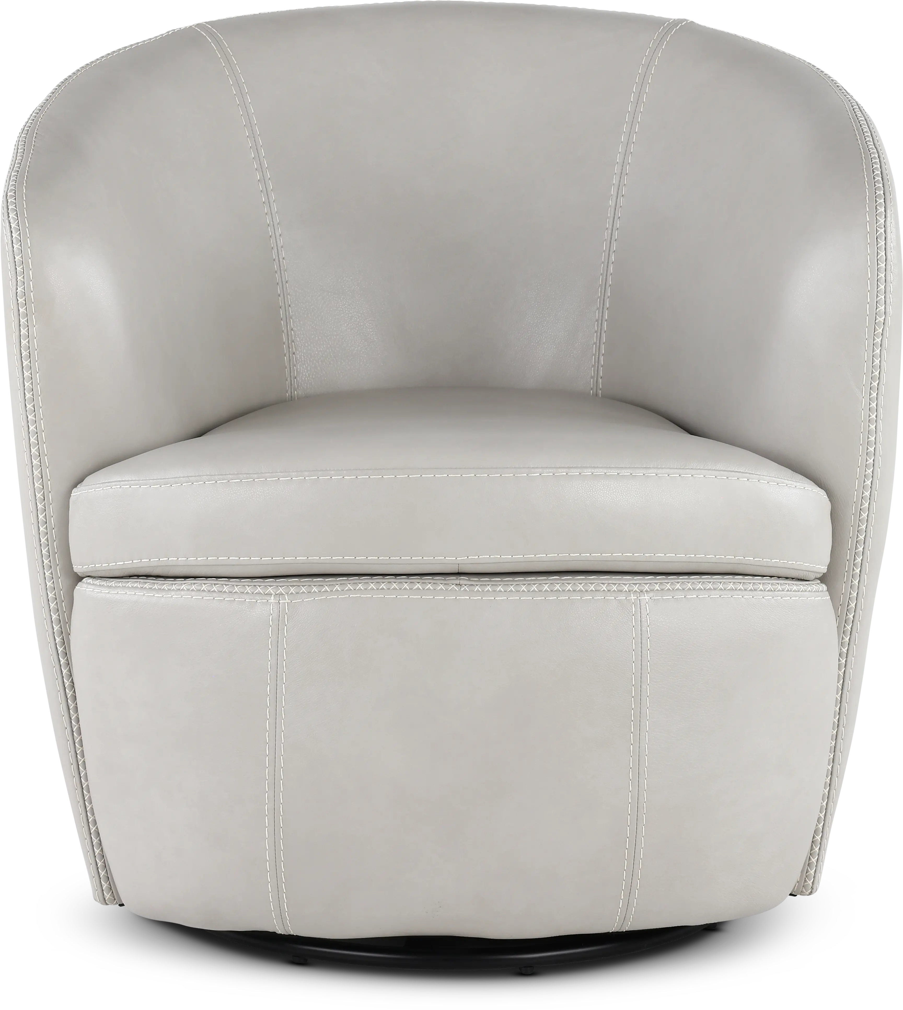 Barolo Light Gray Leather Swivel Club Chair-4