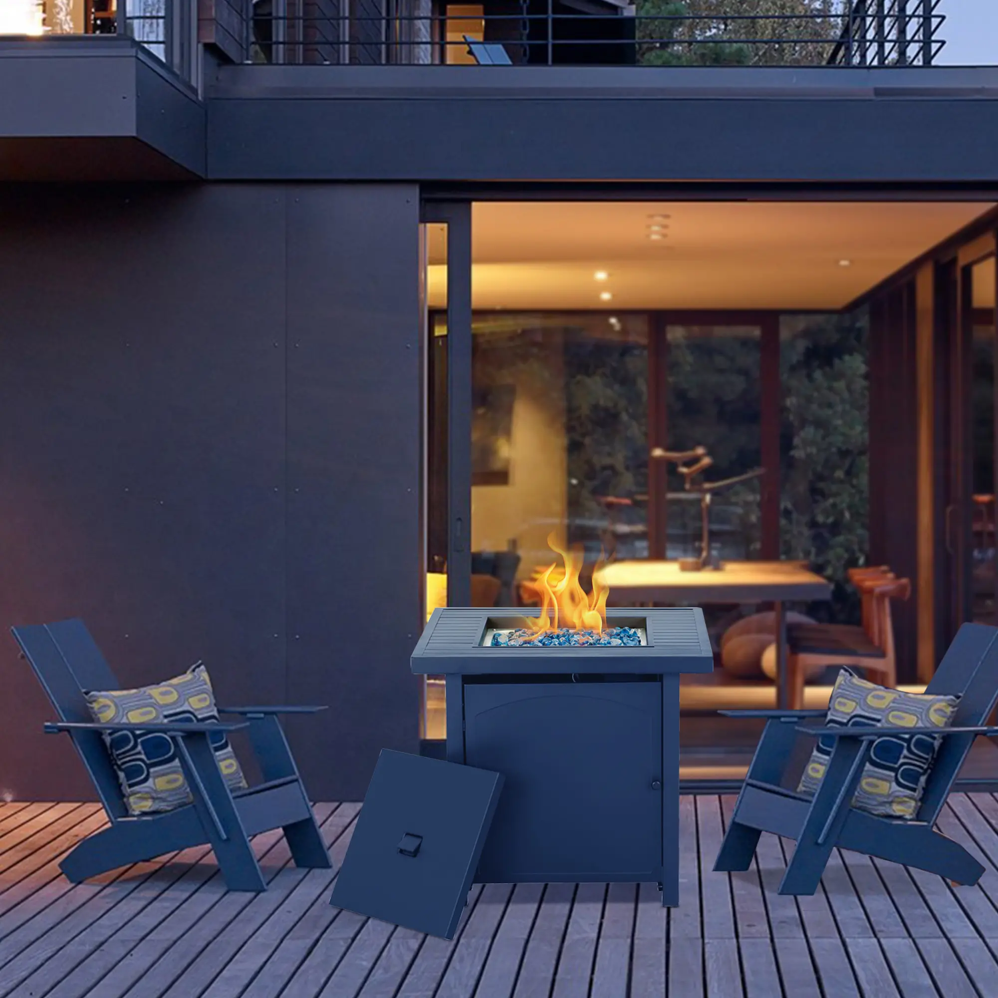 Square Table Gas Fire Pit-2