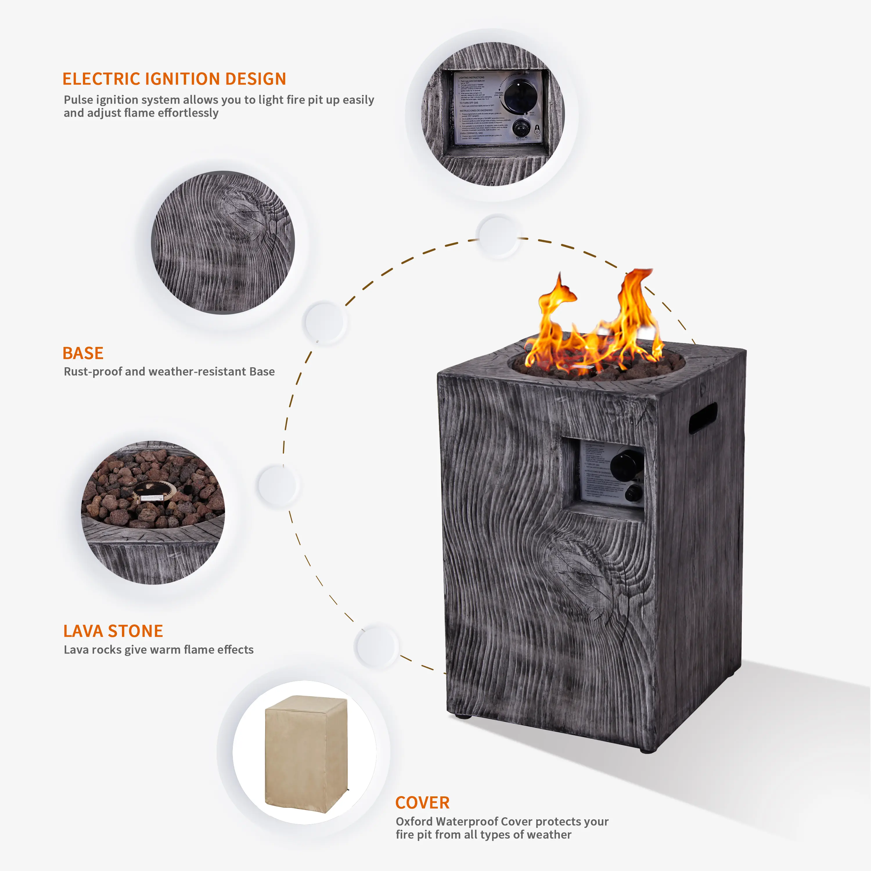 Square Column Gas Fire Pit-2