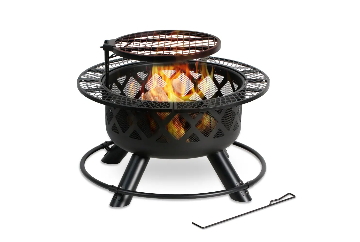 Wood Fire Pit with Grill-1