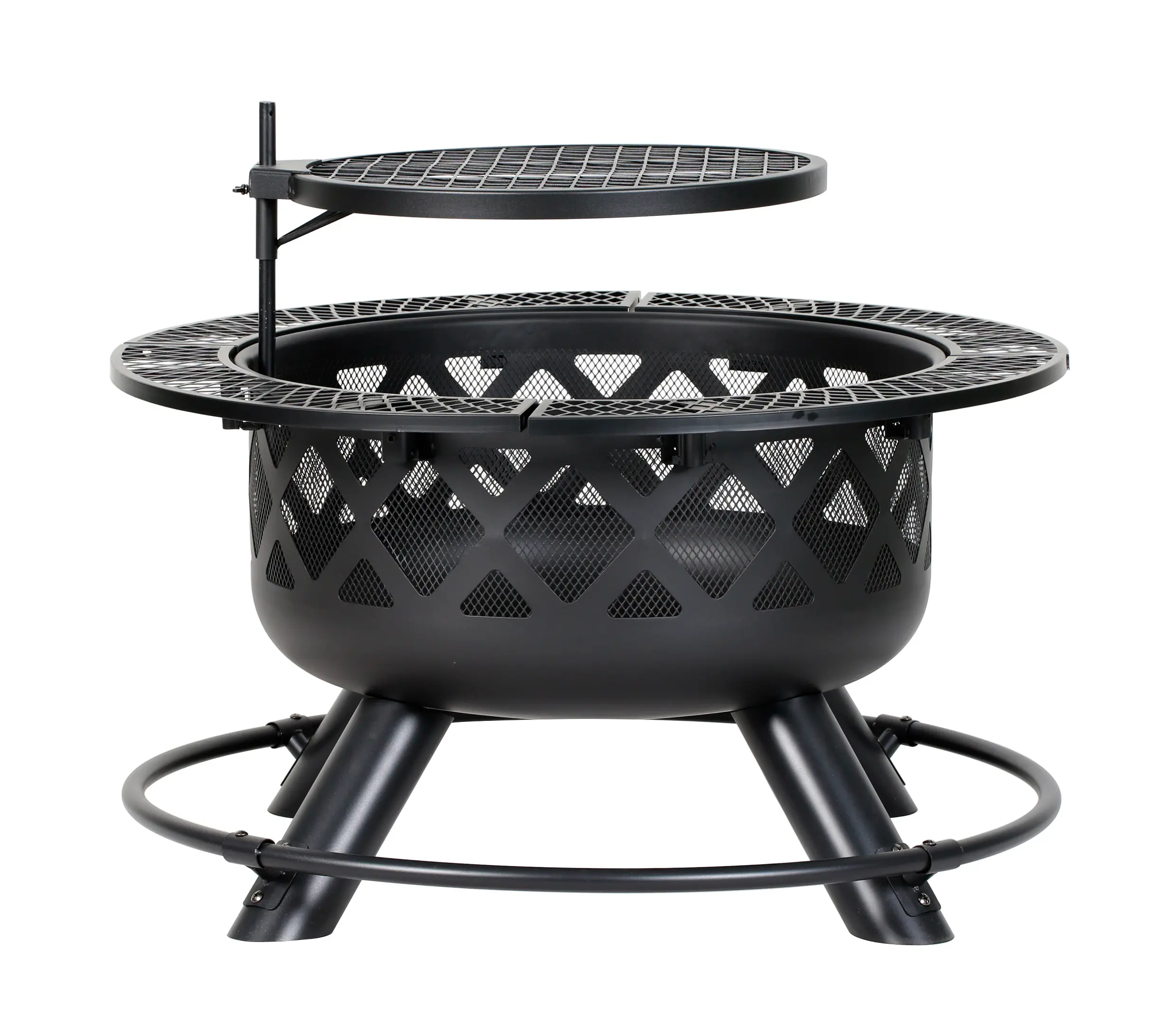 Wood Fire Pit with Grill-3
