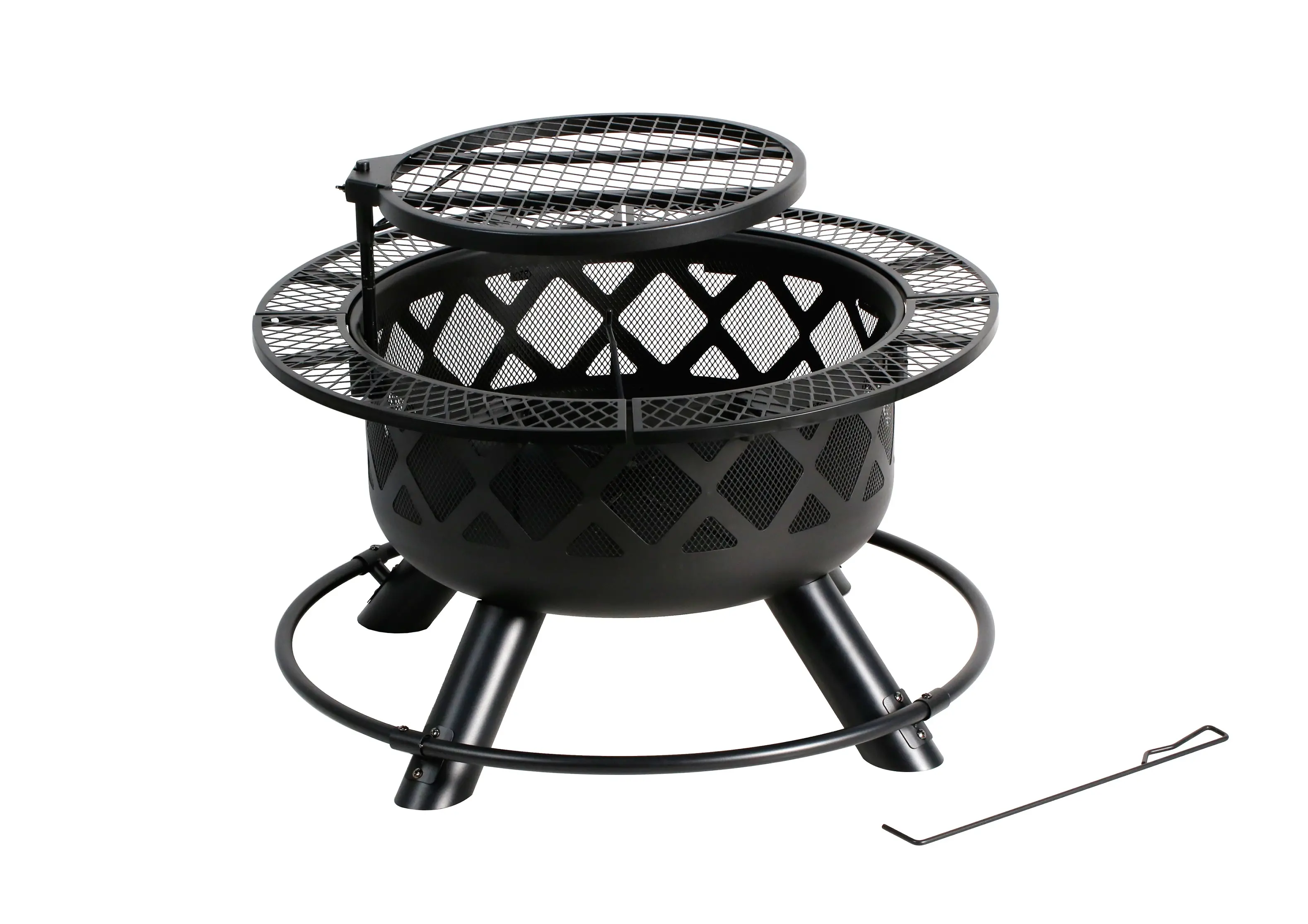 Wood Fire Pit with Grill-4