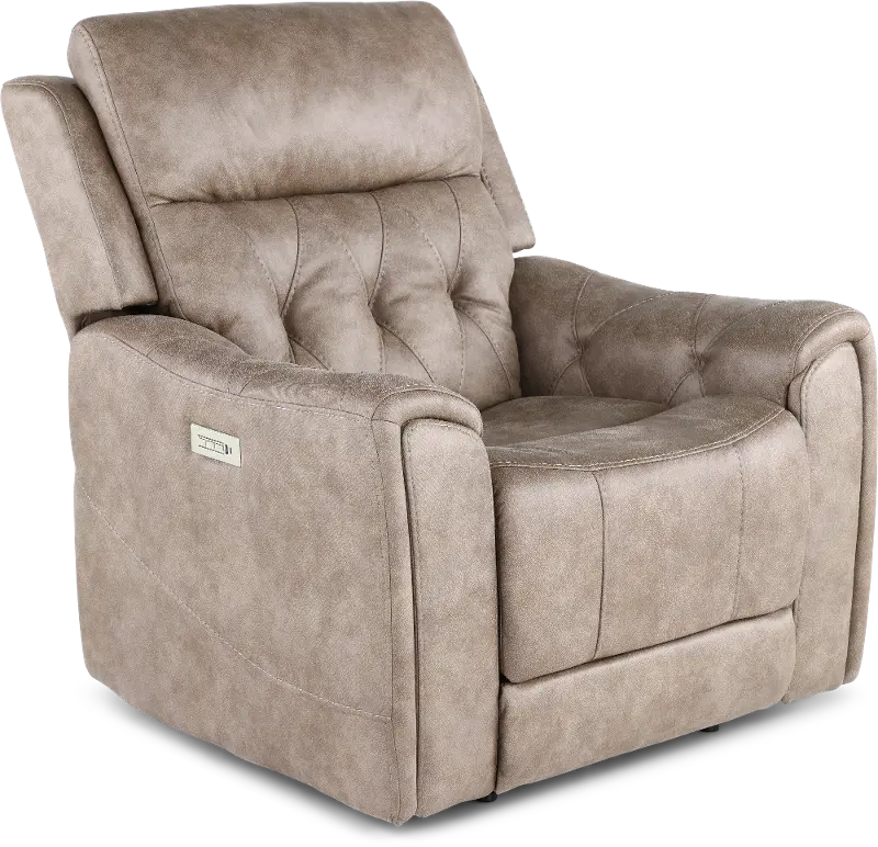Anniston Fog Beige Lay Flat Power Recliner