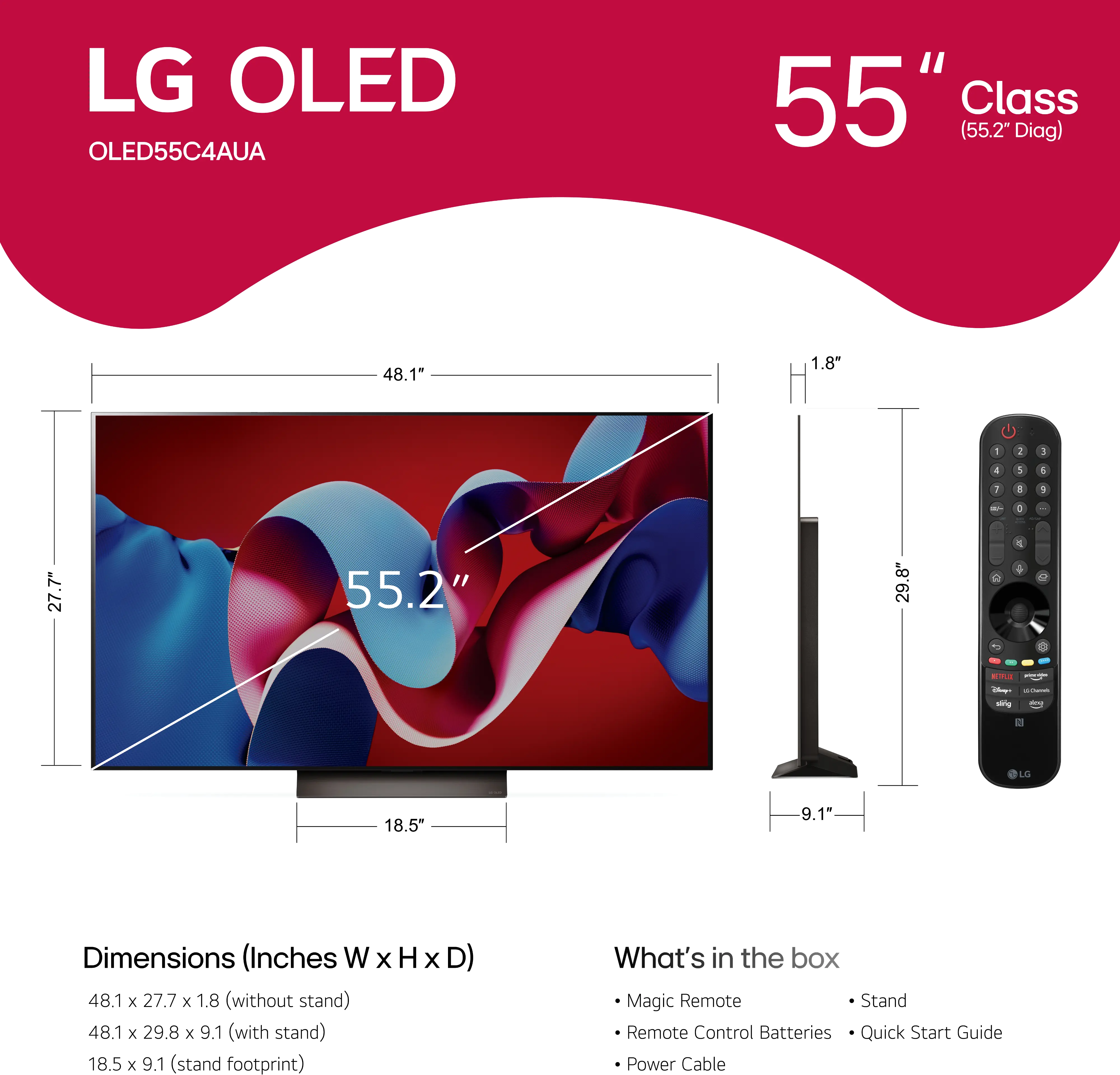OLED55C4PUA.AUS LG 55  C4 OLED evo 4K HDR Smart TV-3