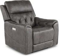 Anniston Steel Gray Lay Flat Power Recliner