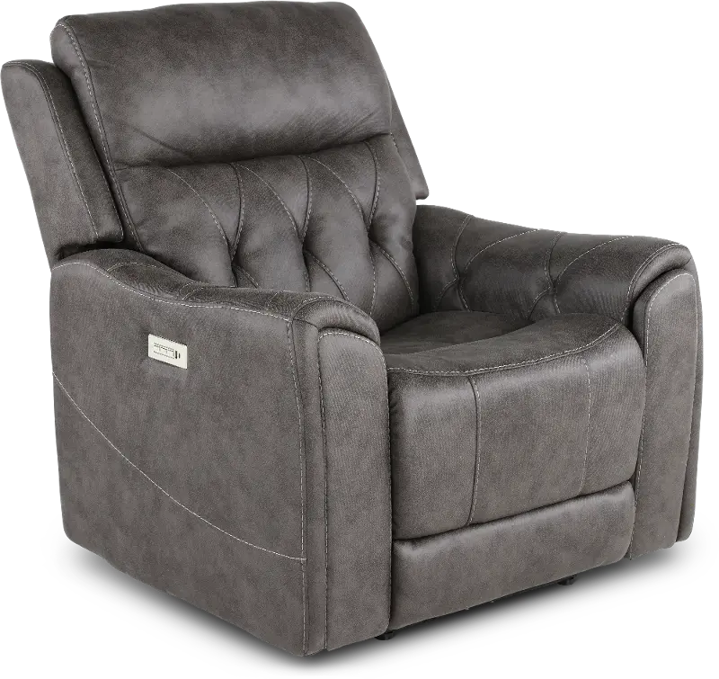 Anniston Steel Gray Lay Flat Power Recliner