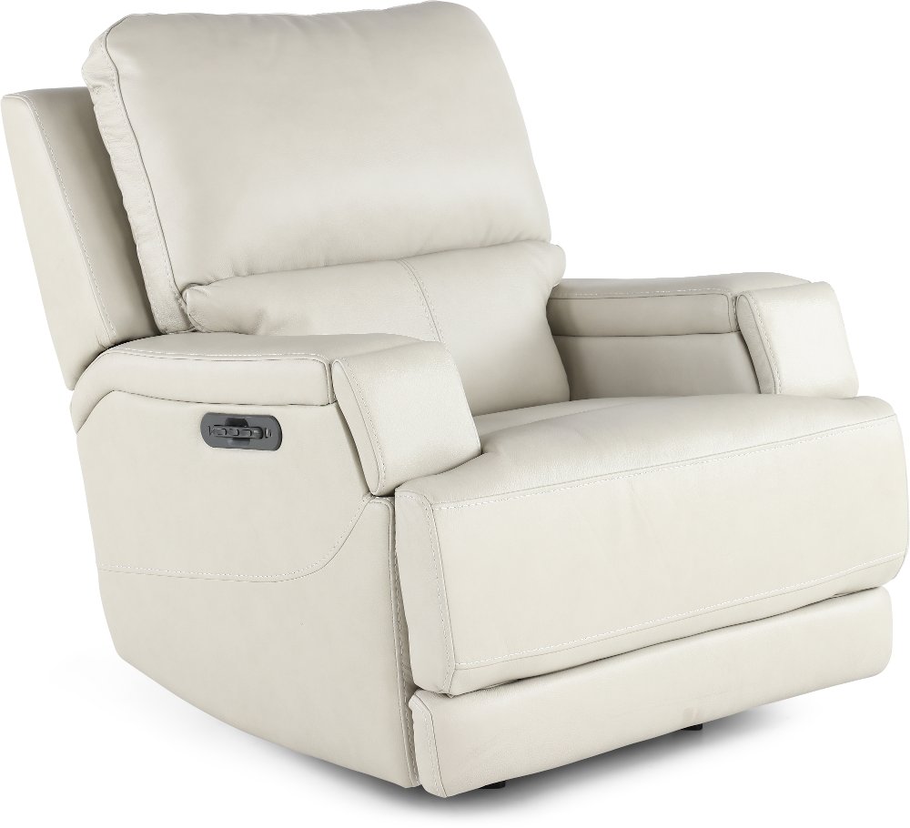 Rushton White Leather Power Rocker Recliner