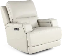 Rushton White Leather Power Rocker Recliner