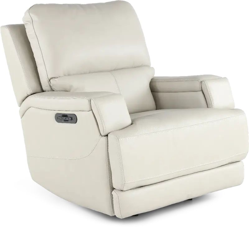 Rushton White Leather Power Rocker Recliner