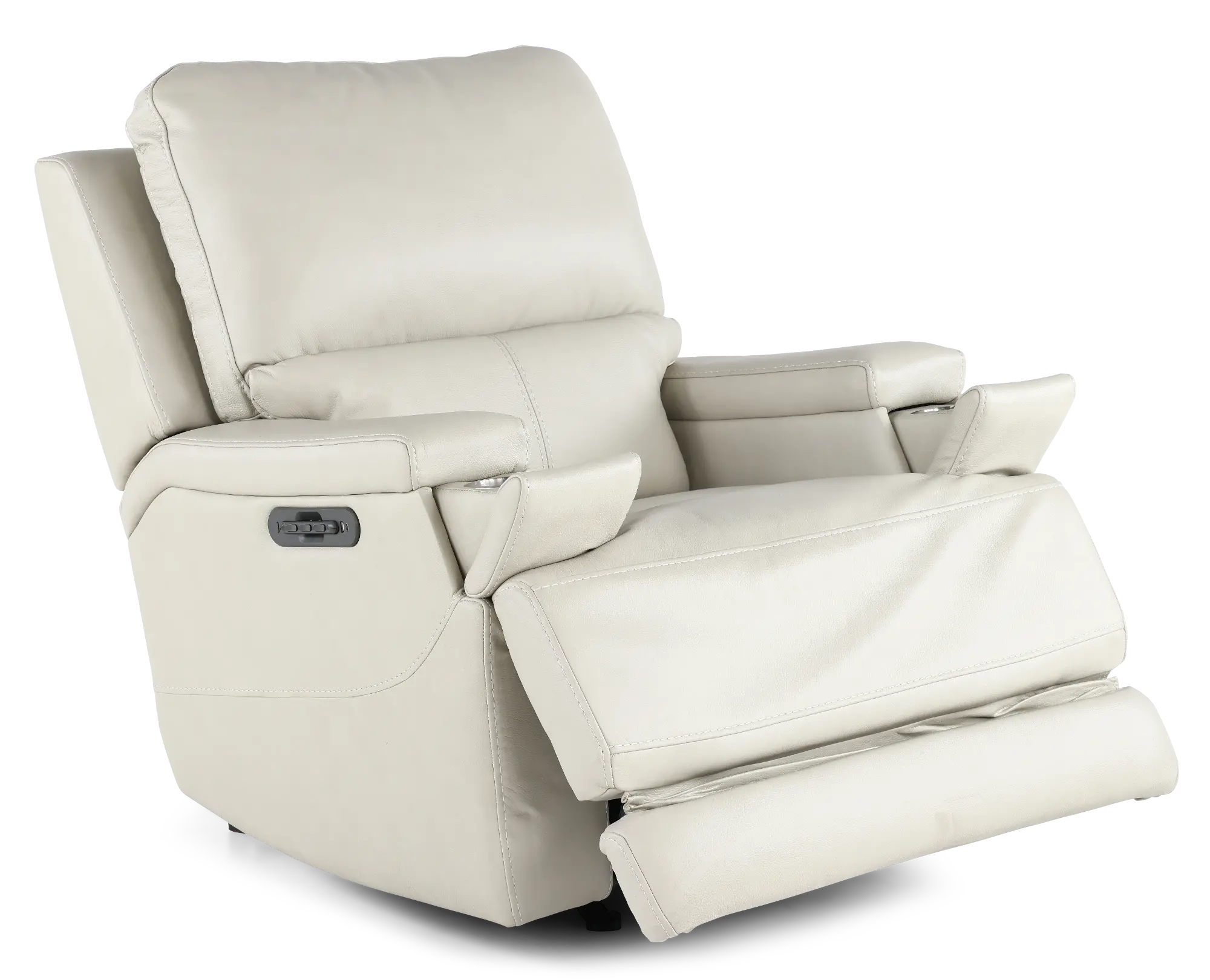 Rushton White Leather Power Rocker Recliner | RC Willey