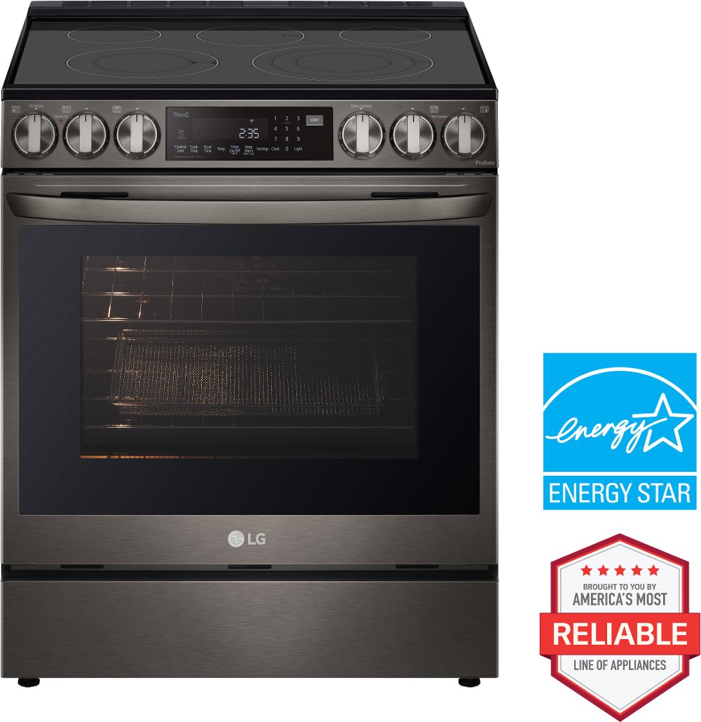 LG Electric Slide-In InstaView® Range with Air Fry and ProBake Convection® - Black Stainless Steel