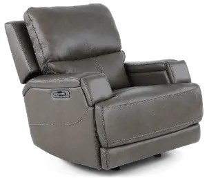Rushton Espresso Brown Leather Power Rocker Recliner | RC Willey