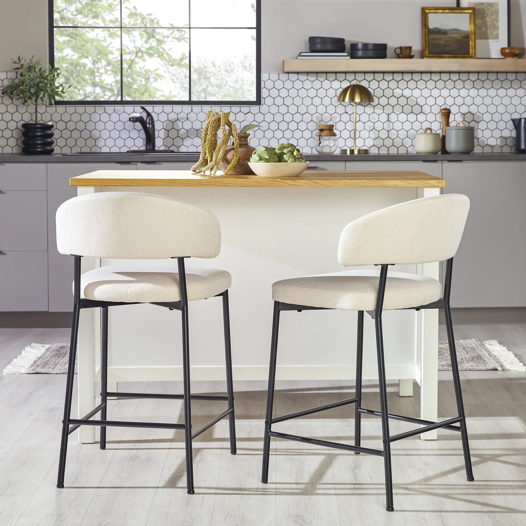 ALSD7DIV Alexis Ivory Curved Back Counter Height Stool - Set of 2-2
