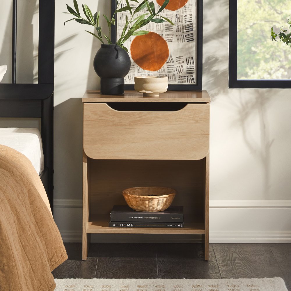 Natural Modern 1-Drawer Nightstand