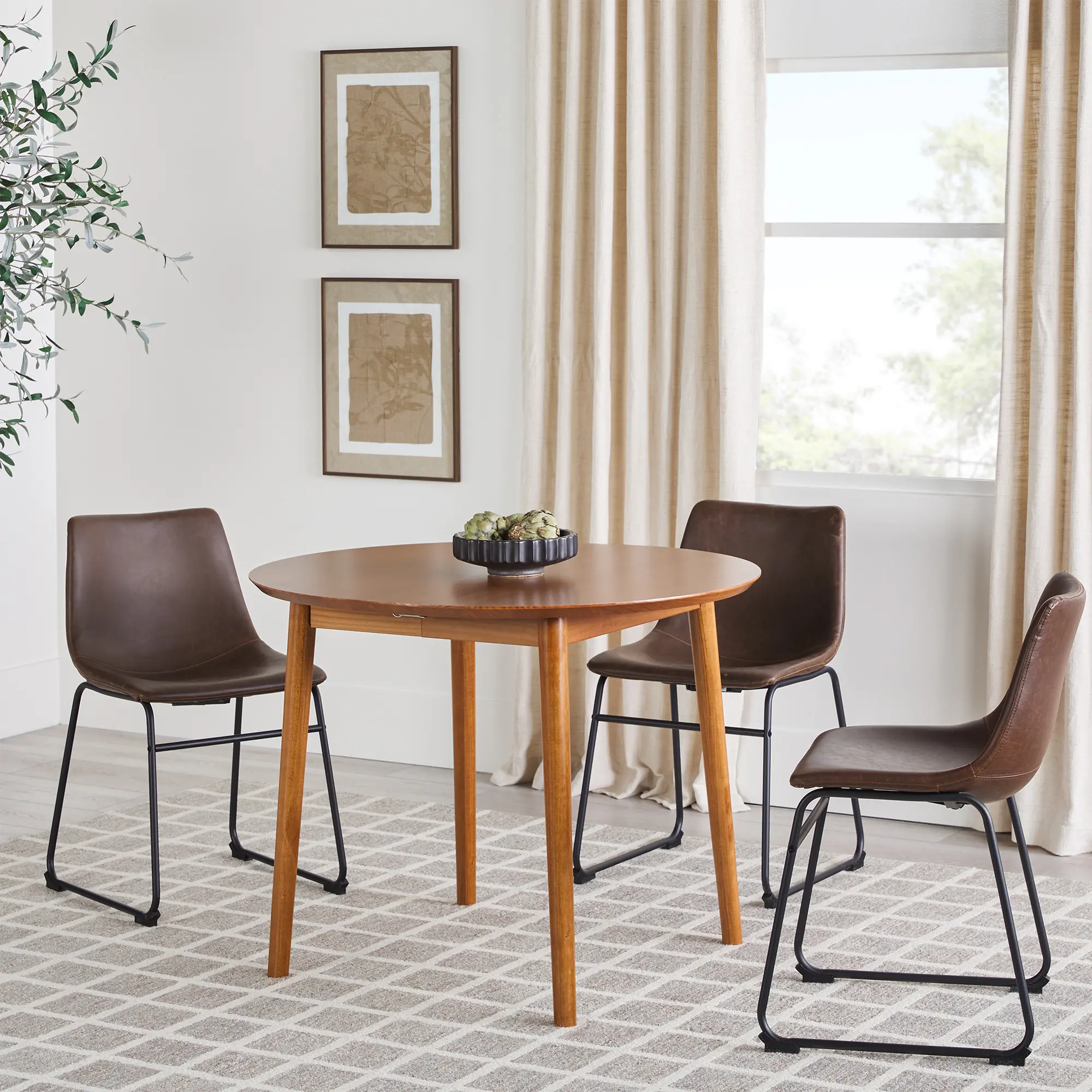 DAMD3ECAWS Mid Century Modern Caramel Wood Oval Dining Table-2