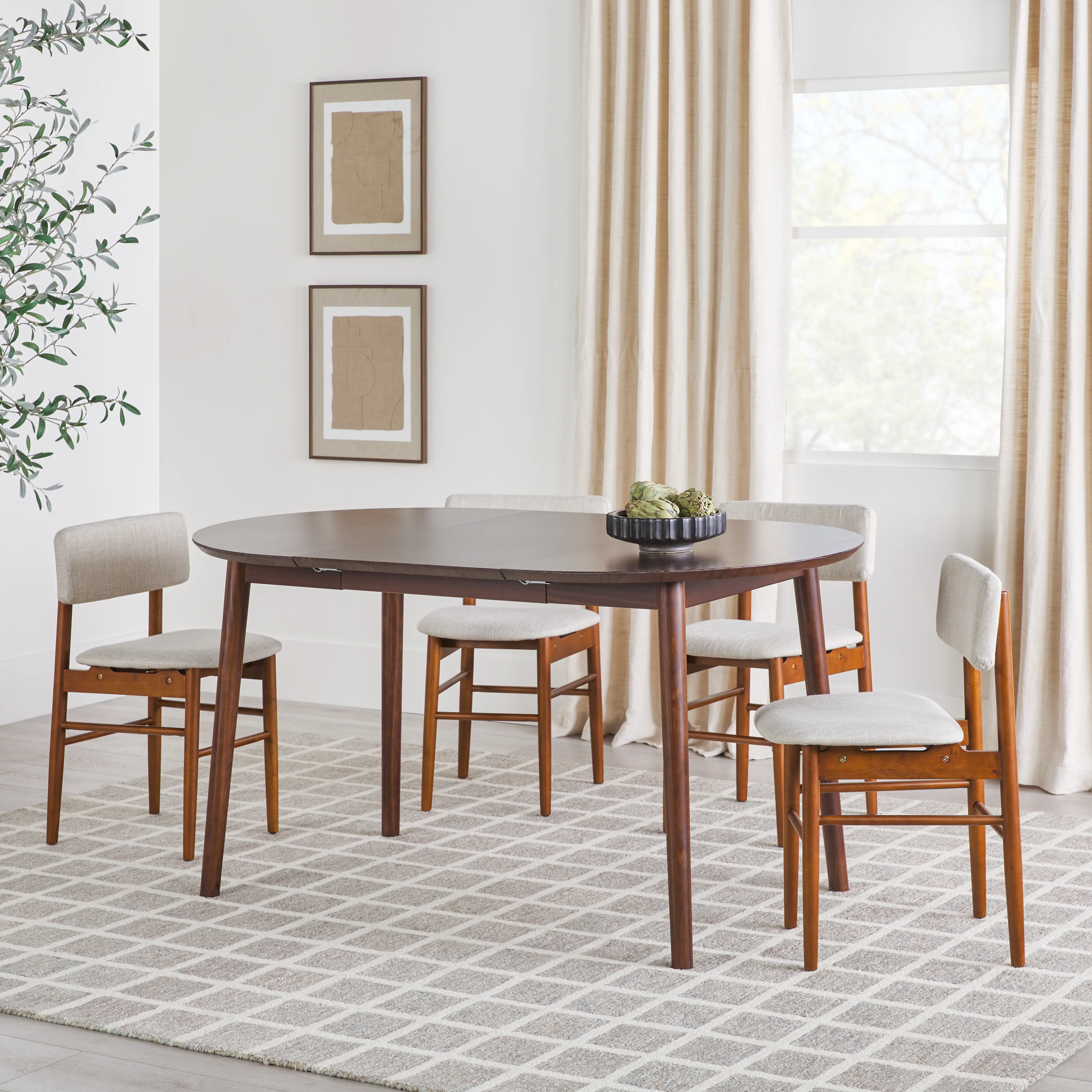 DAMD3EWTWS Mid Century Modern Walnut Wood Oval Dining Table-2