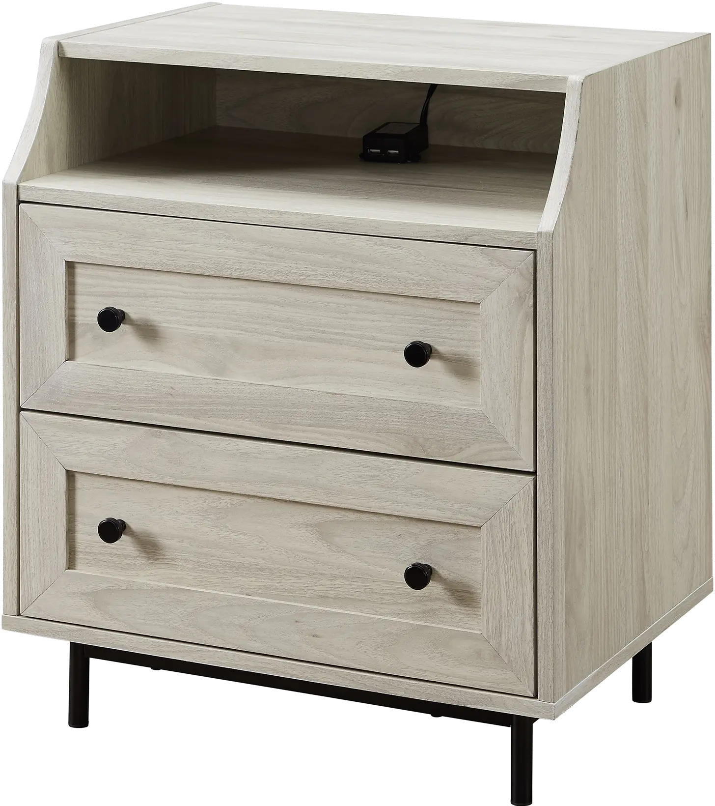AF22WL2DRSTBH Welsh Birch Open Top End Table with USB-1