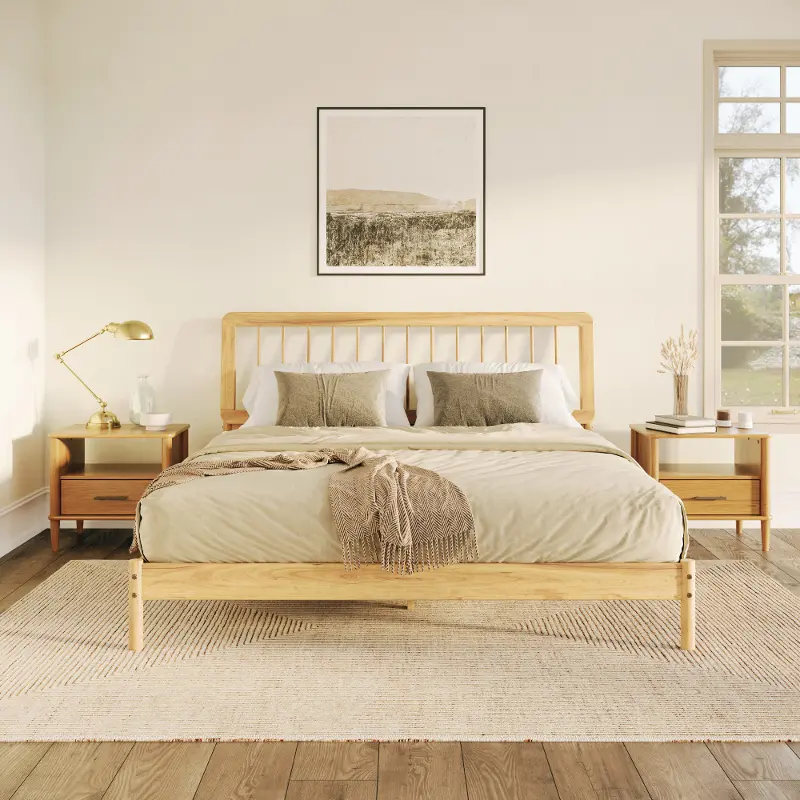Cama Natural Wood King Spindle Bed