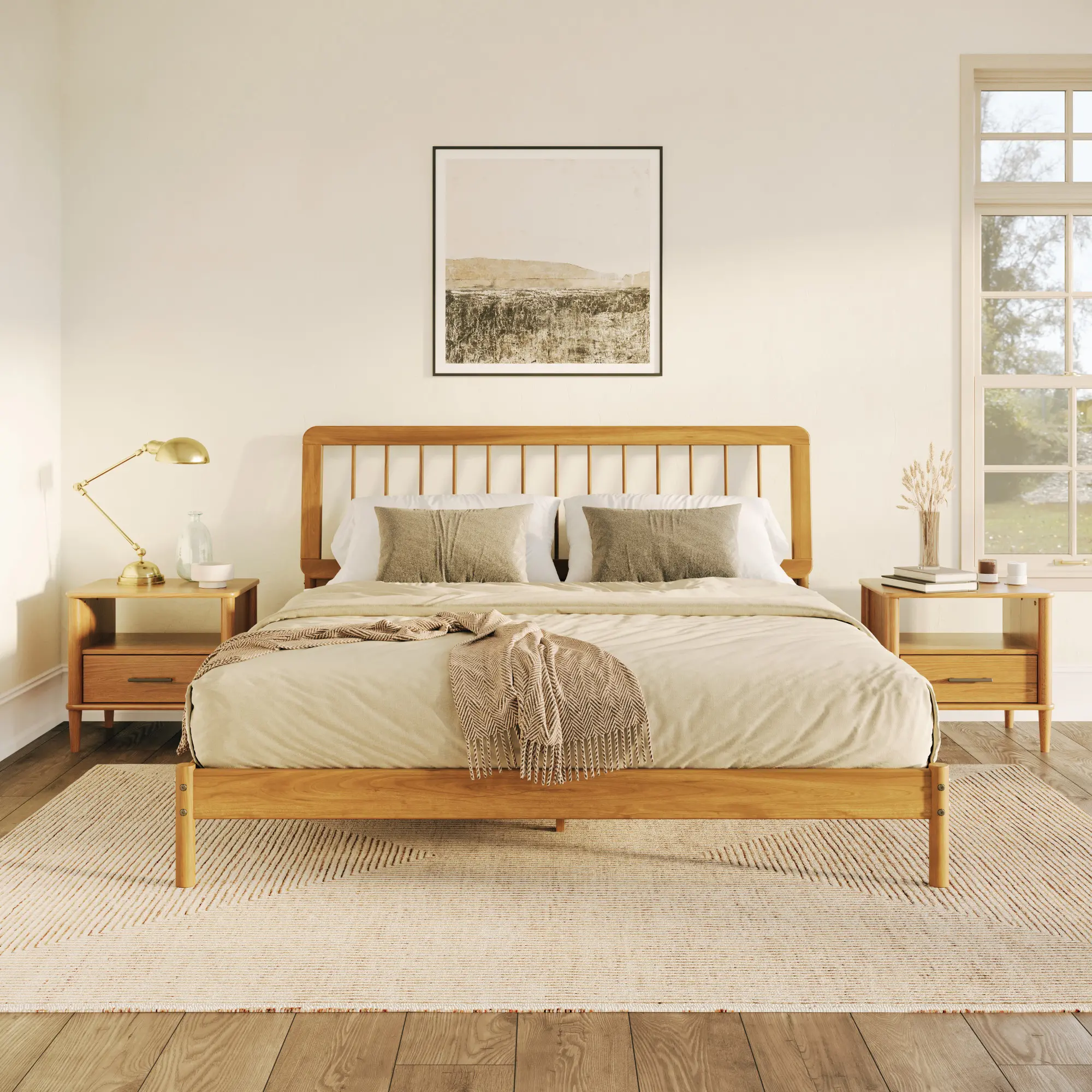 CMAB8BCA Cama Caramel Wood King Spindle Bed-2