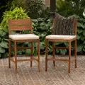 OWC2CNTBR Outdoor Acacia Wood Counter Stools, Set of 2