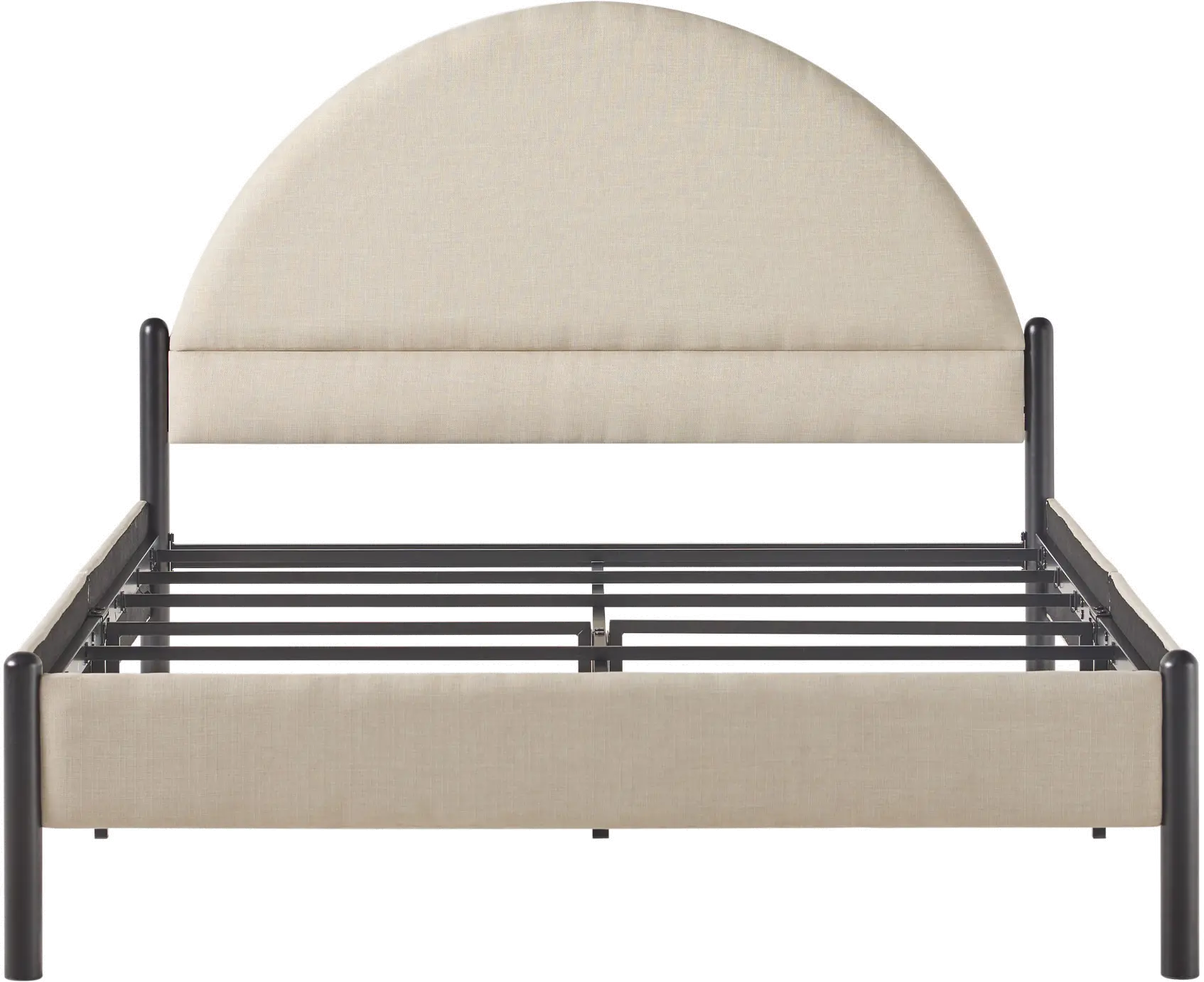GASB5COM Gastonia Queen Beige Upholstered Bed with Arched Headboard-1