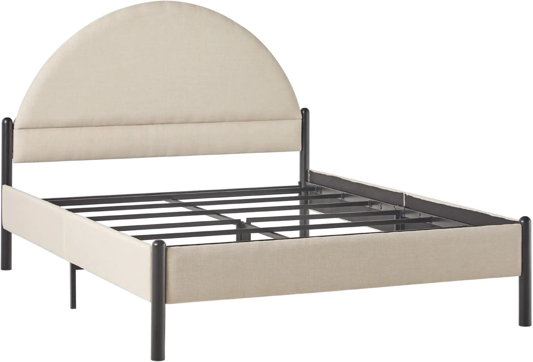 GASB5COM Gastonia Queen Beige Upholstered Bed with Arched Headboard-3