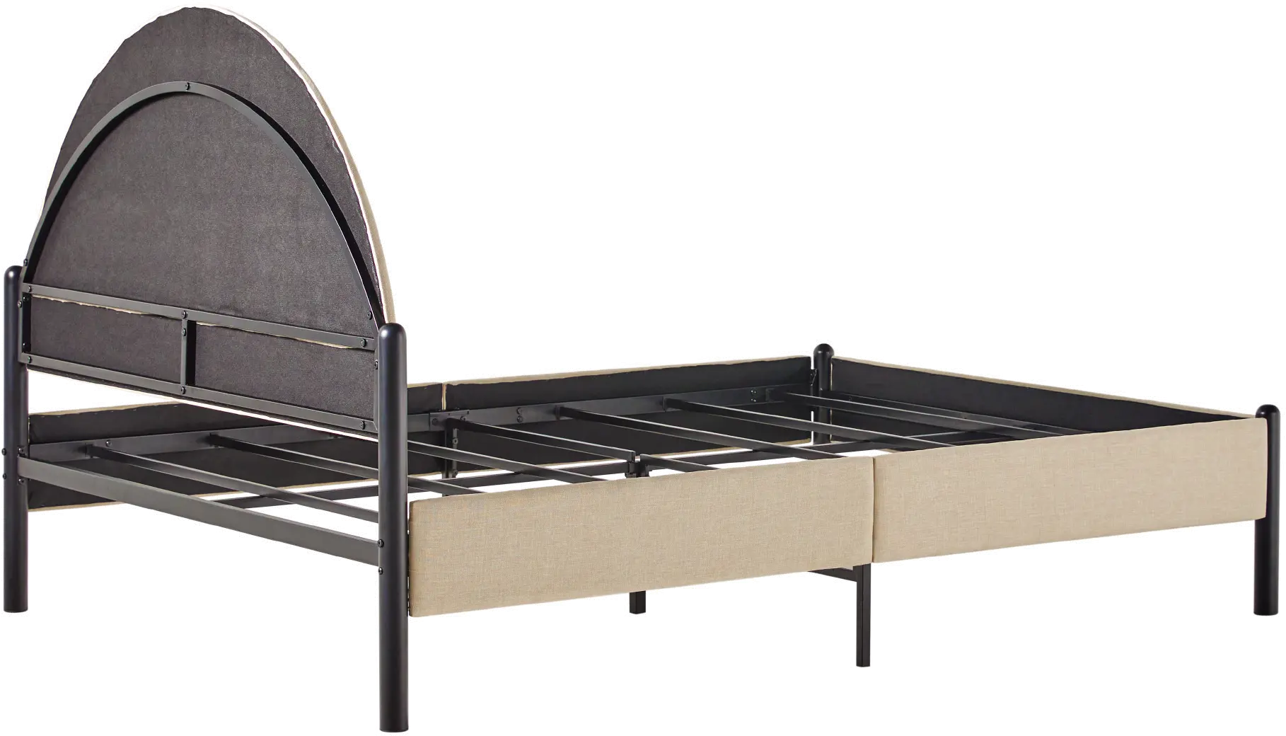 GASB5COM Gastonia Queen Beige Upholstered Bed with Arched Headboard-4