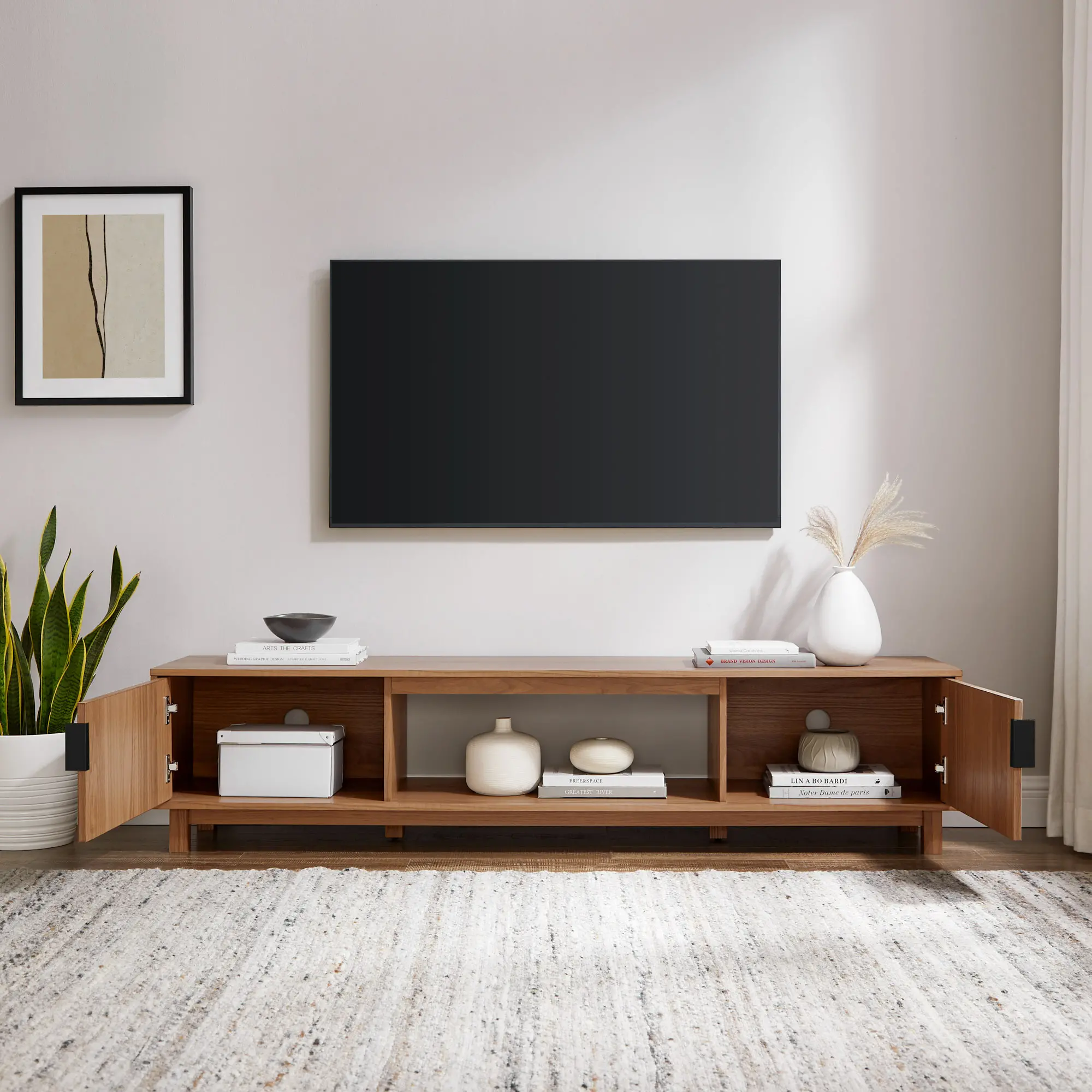 ARUM3FMO Arundo 70  2 Door Mocha TV Stand-3