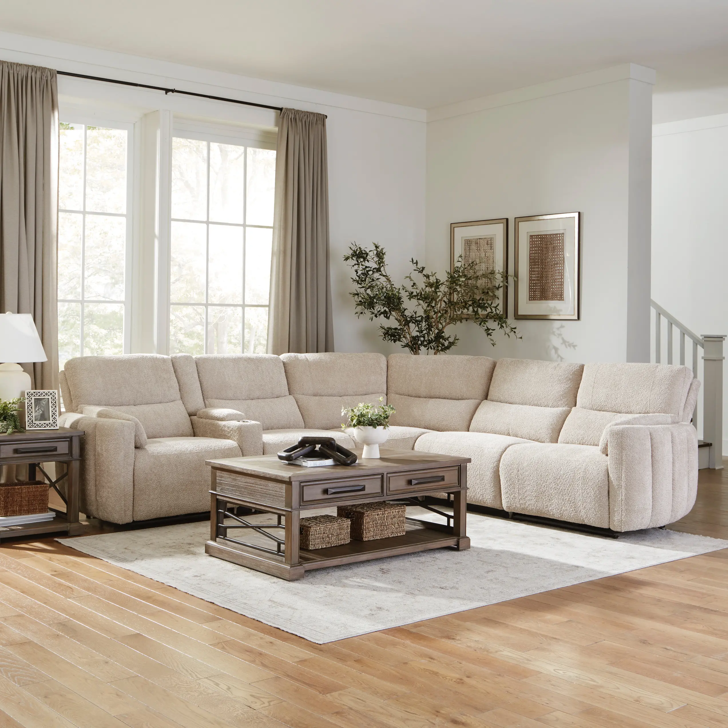 Modesto Buttercream 6-Piece Power Reclining Sectional-7