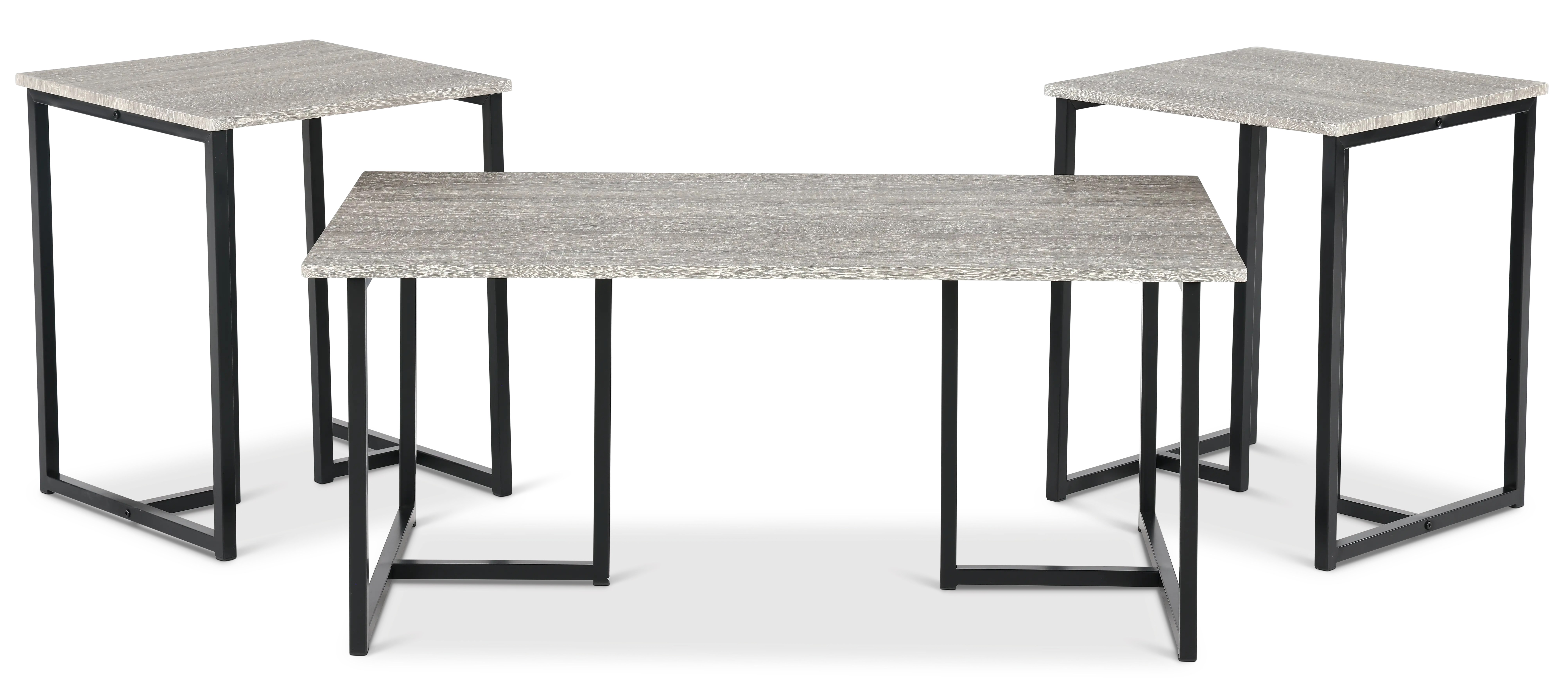 Nyla Gray and Black Tables, Set of 3-1