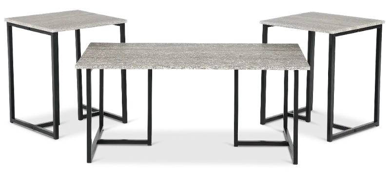 Nyla Gray and Black Tables, Set of 3