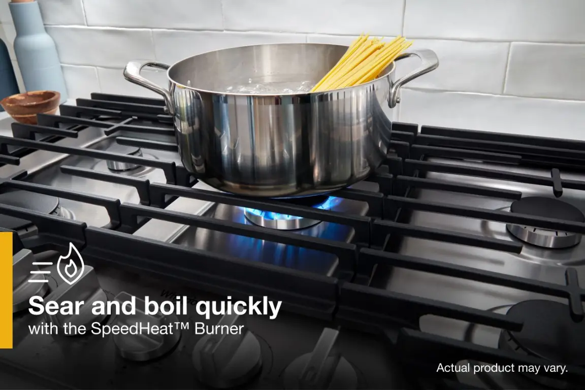 WCGK7536PS Whirlpool 36  Gas Cooktop with 2-in-1 Hinged Grate to Griddle - Stainless Steel-4