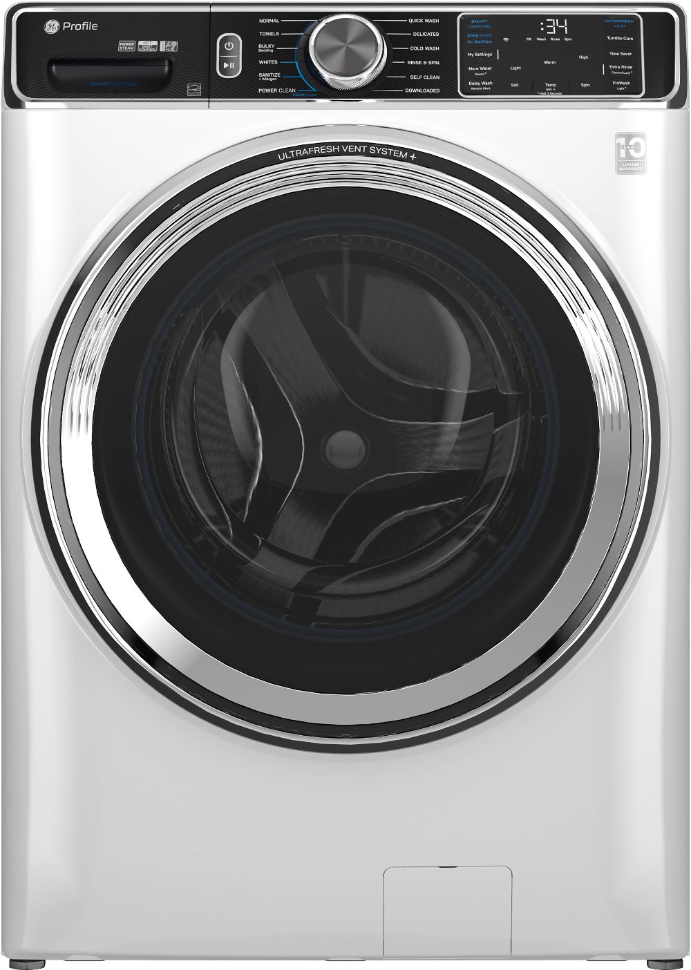 GE Profile 5.3 Cu Ft Smart Front Load Washer with Steam - White