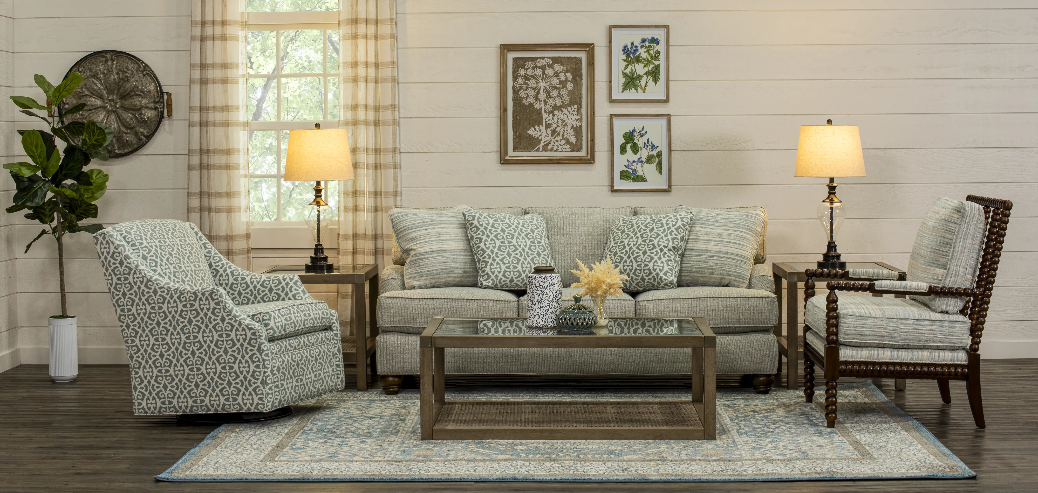 Newman Gray and Brown Spool-Style Accent Chair-10