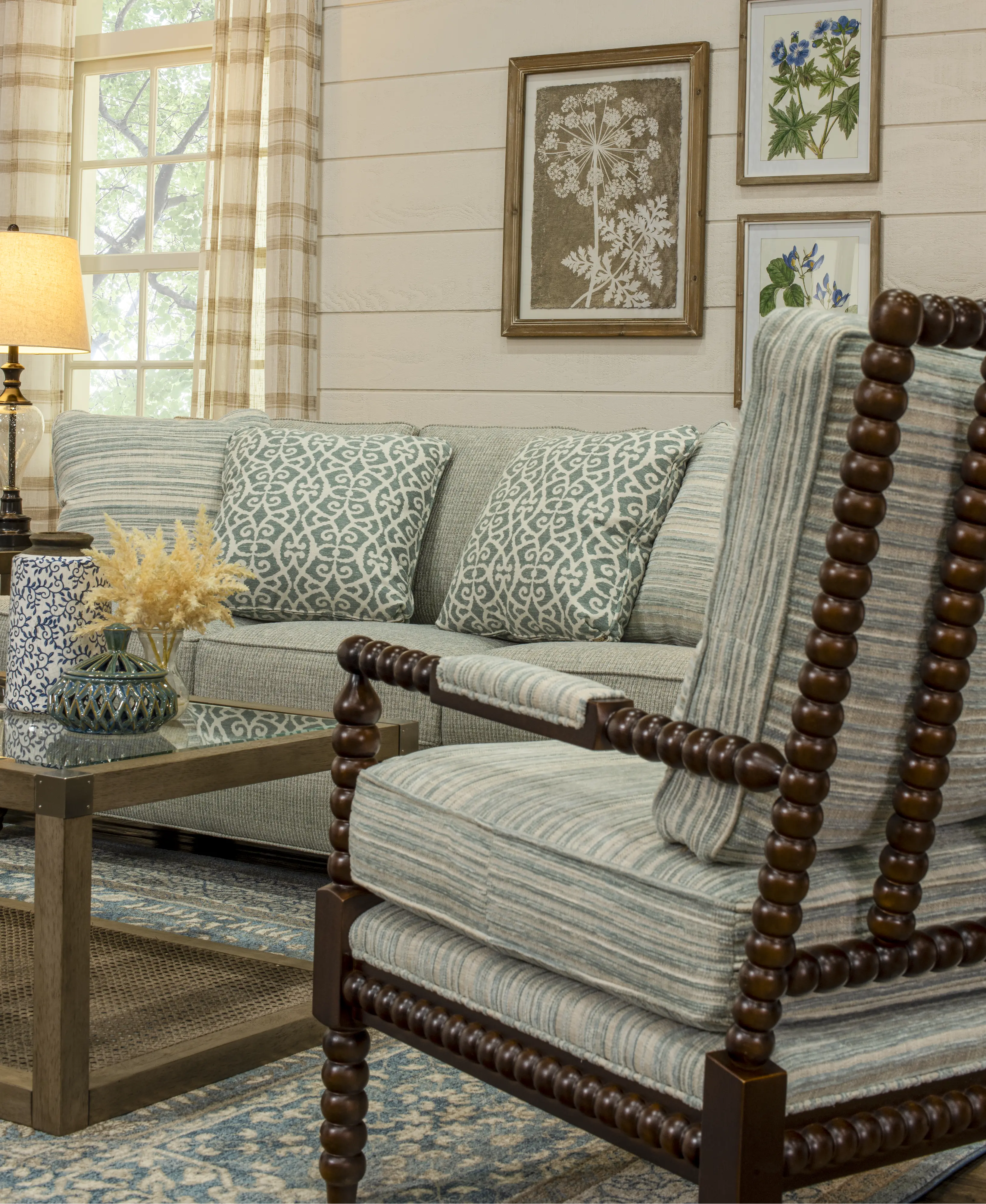 Newman Gray and Brown Spool-Style Accent Chair-11