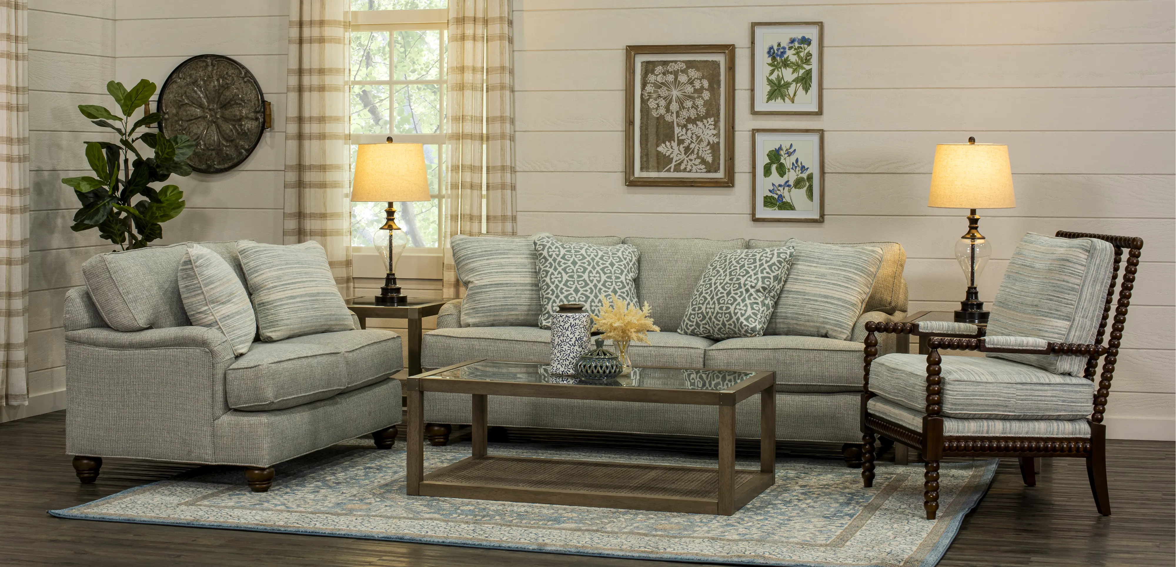 Newman Gray and Brown Spool-Style Accent Chair-2