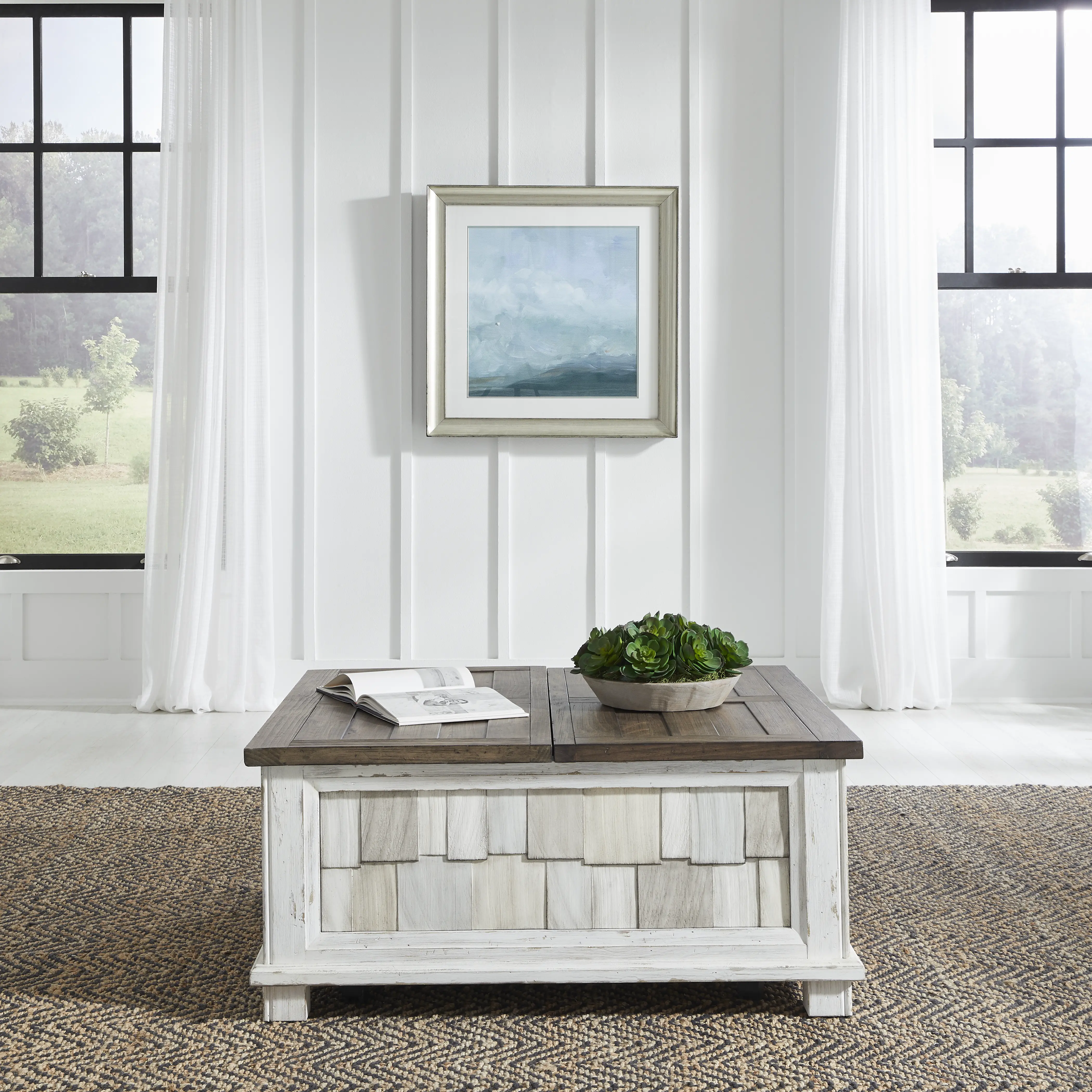 237-OT1011 River Place White and Brown Lift Coffee Table-2