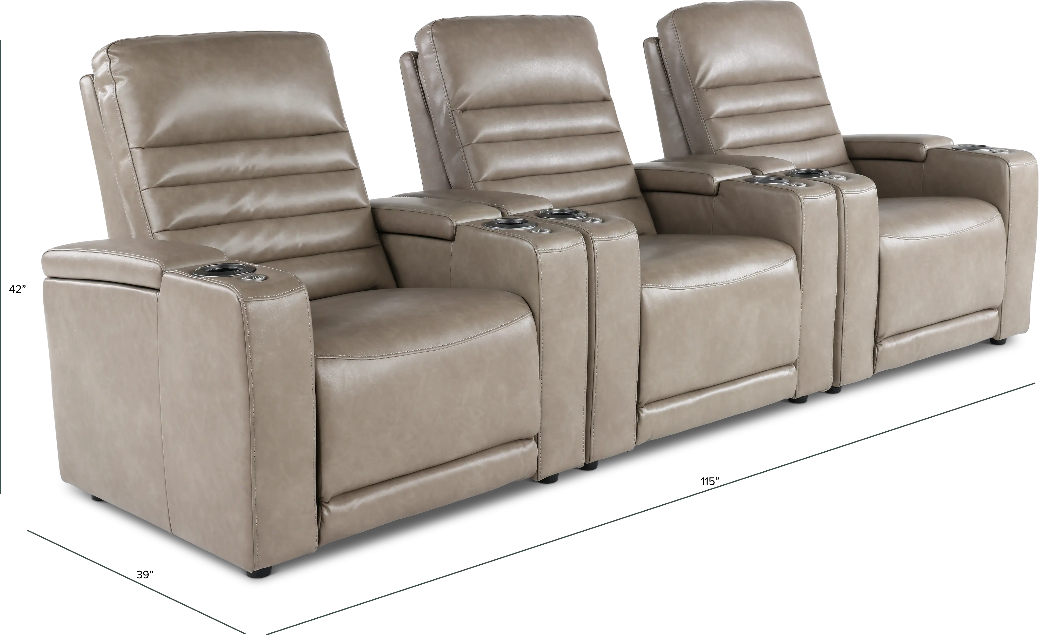 Copley Silver 3-Piece Power Home Theater Seating-3