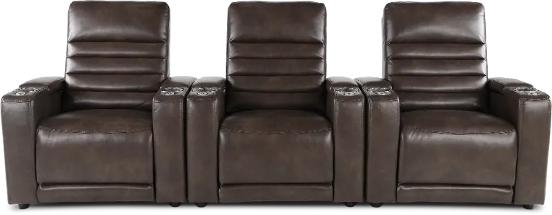Copley Dark Brown 3-Piece Power Home Theater Seating
