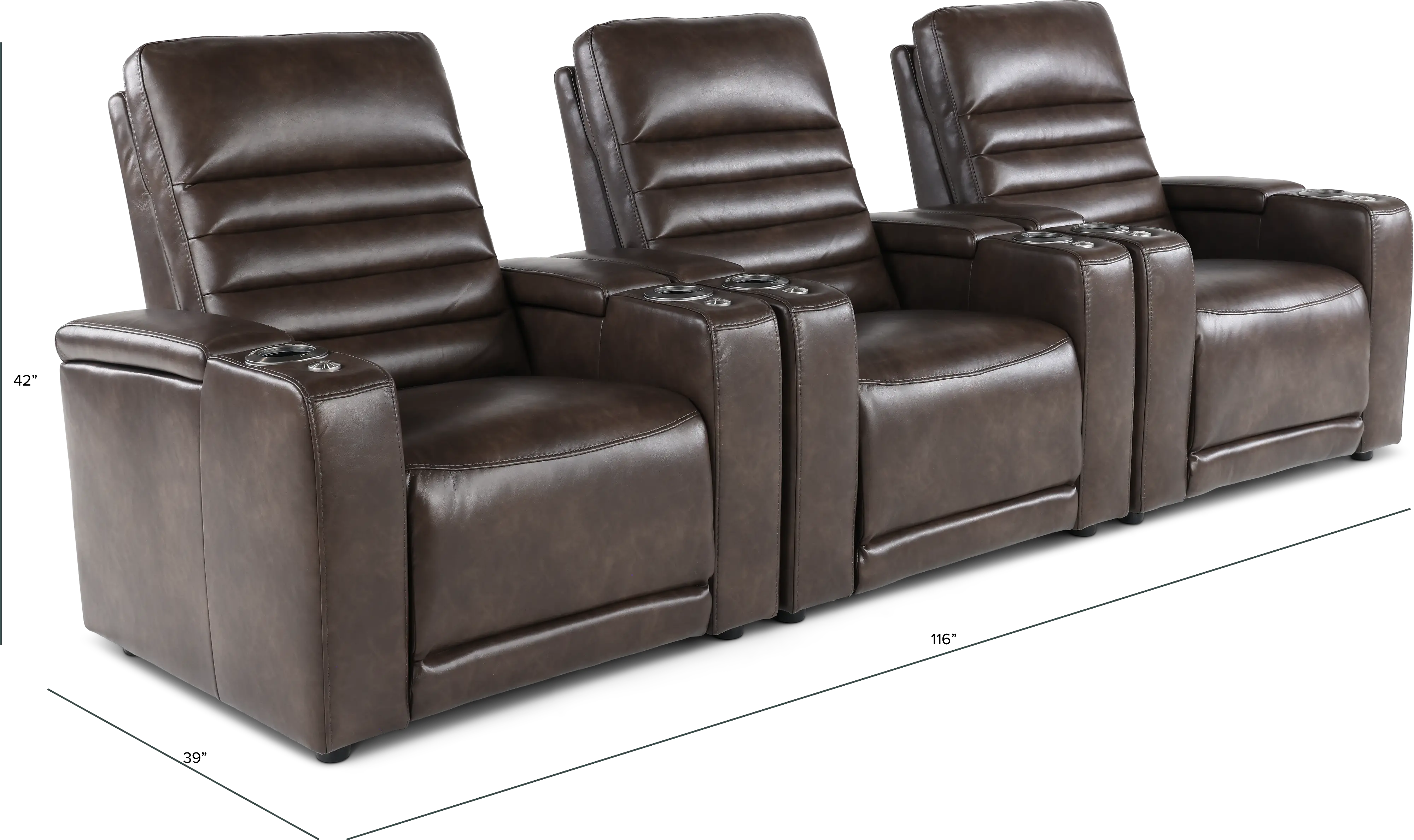 Copley Dark Brown 3-Piece Power Home Theater Seating-3